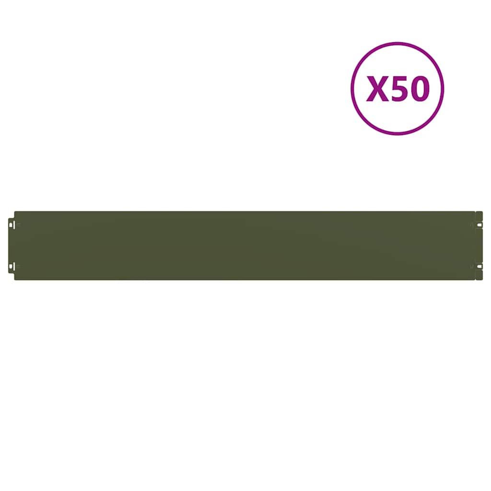 Voir la diapositive 2 : VIDAXL Bordures pelouse 50pcs vert olive 15x103cm acier lamine a froid