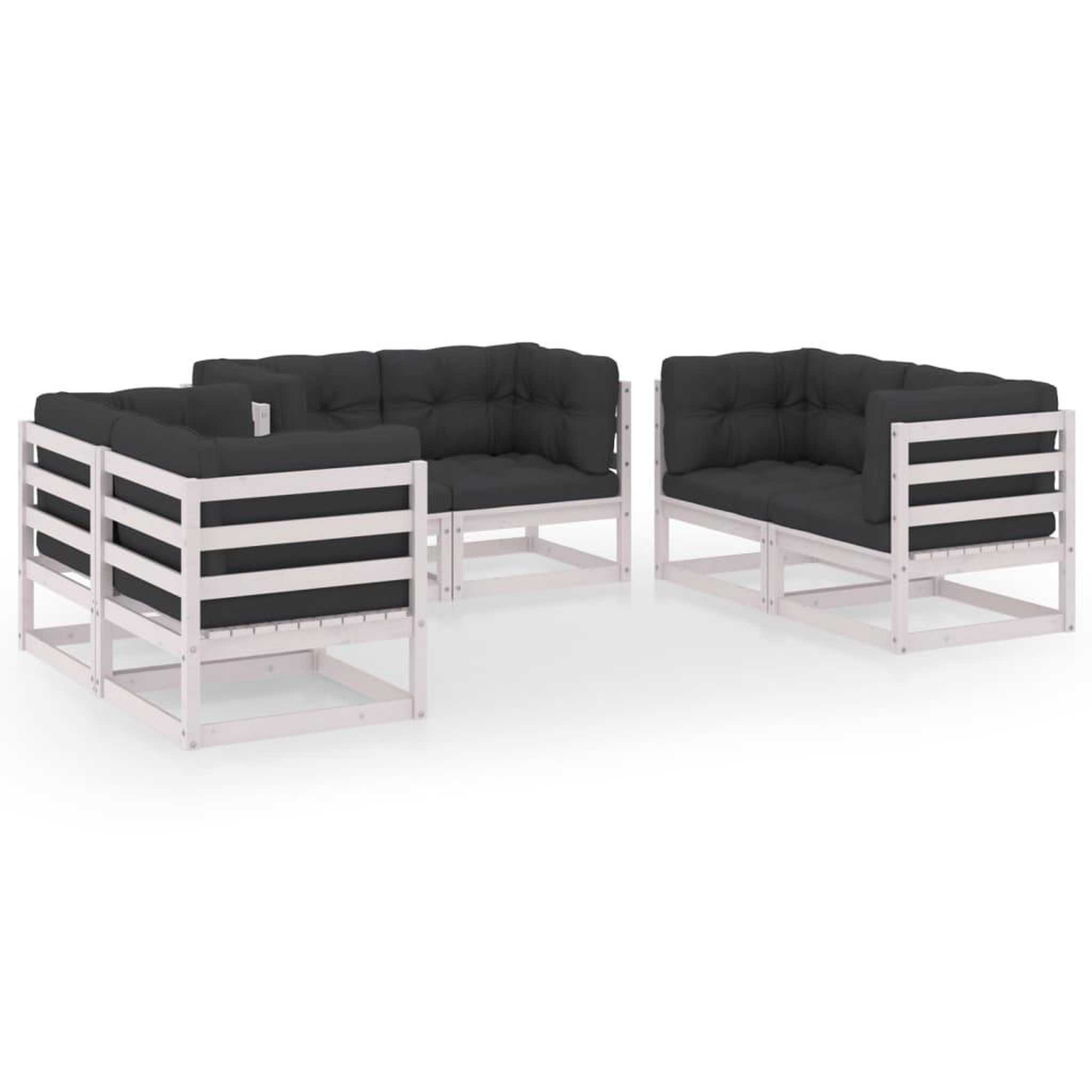 Voir la diapositive 2 : VIDAXL Salon de jardin 6 pcs avec coussins Bois de pin massif
