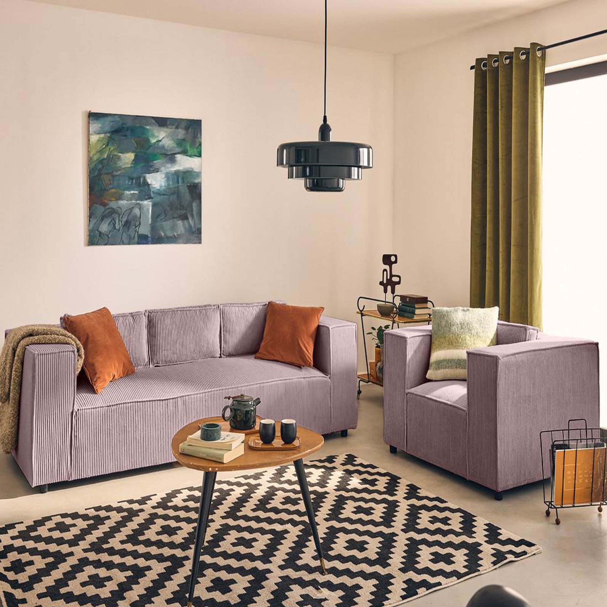Voir la diapositive 1 : LISA DESIGN Stella - fauteuil en velours côtelé