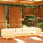 VIDAXL Salon de jardin 7 pcs avec coussins creme Bois de pin