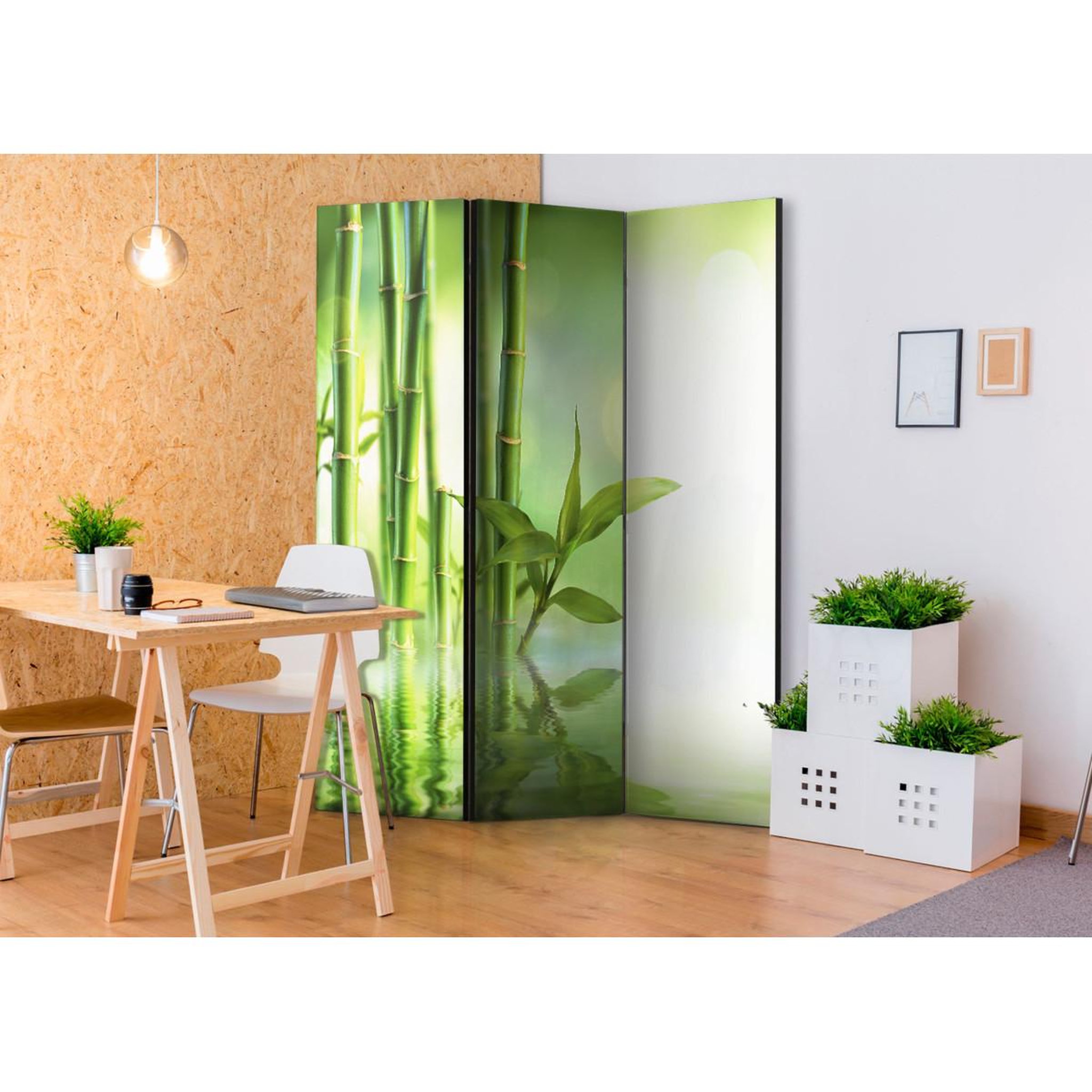 Voir la diapositive 2 : Paris Prix Paravent 3 volets  green bamboo  135x172cm