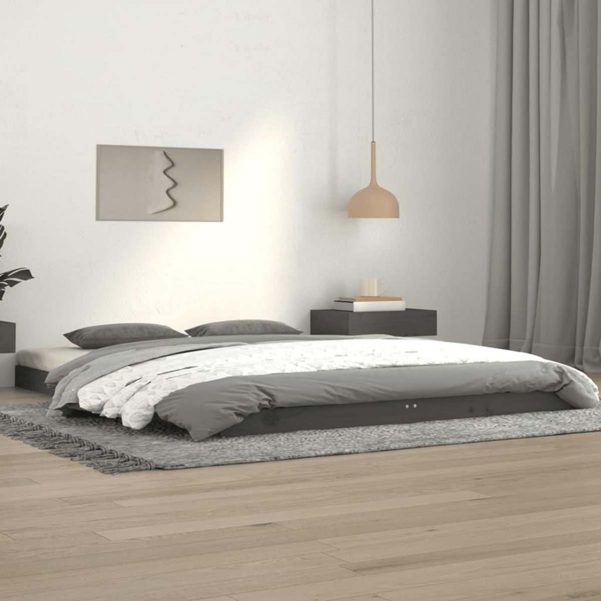 VIDAXL Cadre de lit sans matelas gris 140x190 cm bois de pin massif