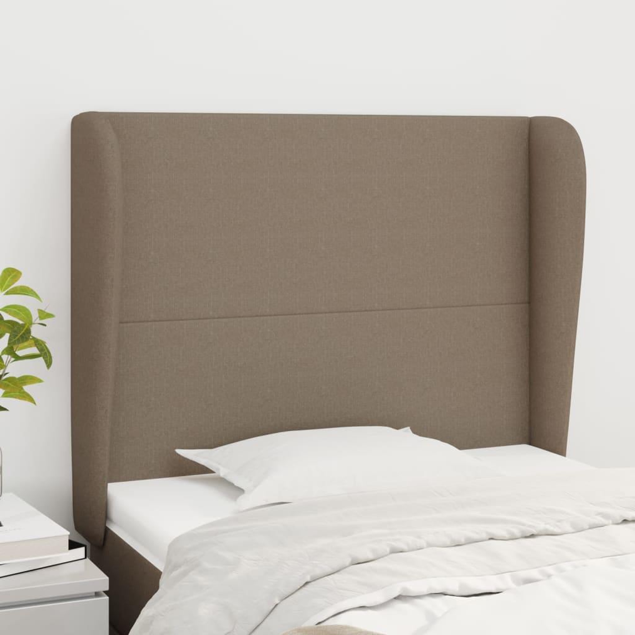 Voir la diapositive 1 : VIDAXL Tete de lit avec oreilles Taupe 103x23x118/128 cm Tissu