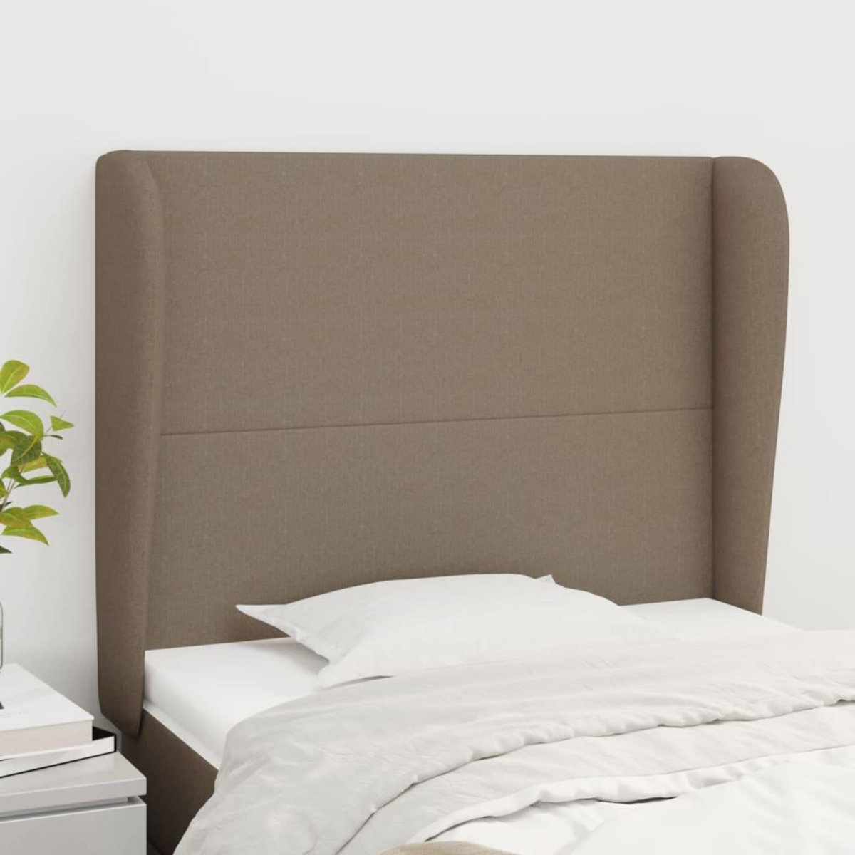 VIDAXL Tete de lit avec oreilles Taupe 103x23x118/128 cm Tissu