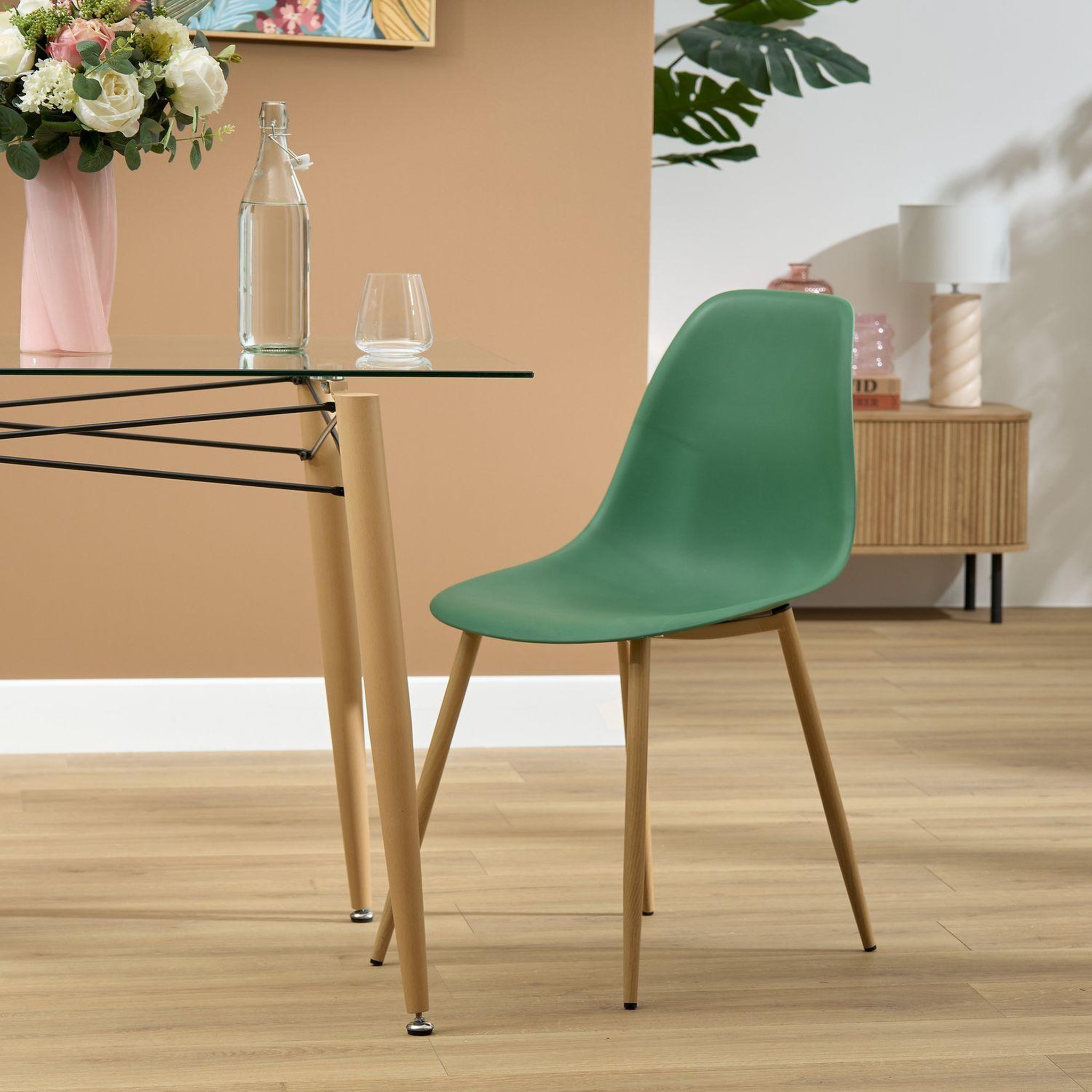 Voir la diapositive 2 : TOILINUX Lot de 6 chaises scandinave et pieds métal effet bois taho