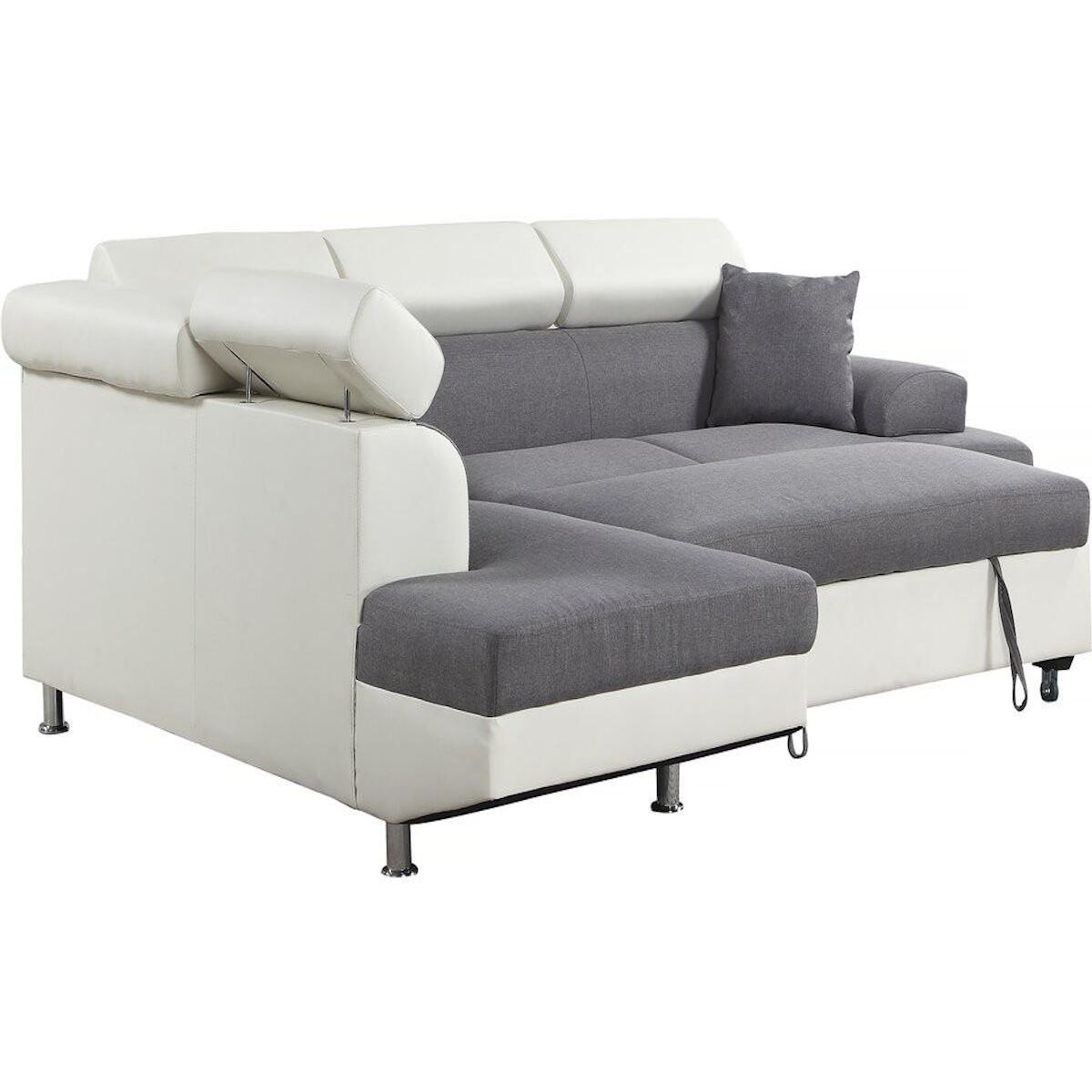 Habitat et Jardin Canapé d'angle convertible  Sophia luxe  - 265 x 190.5 x 80/91 cm - Blanc / Gris - 5 places - Angle gauche