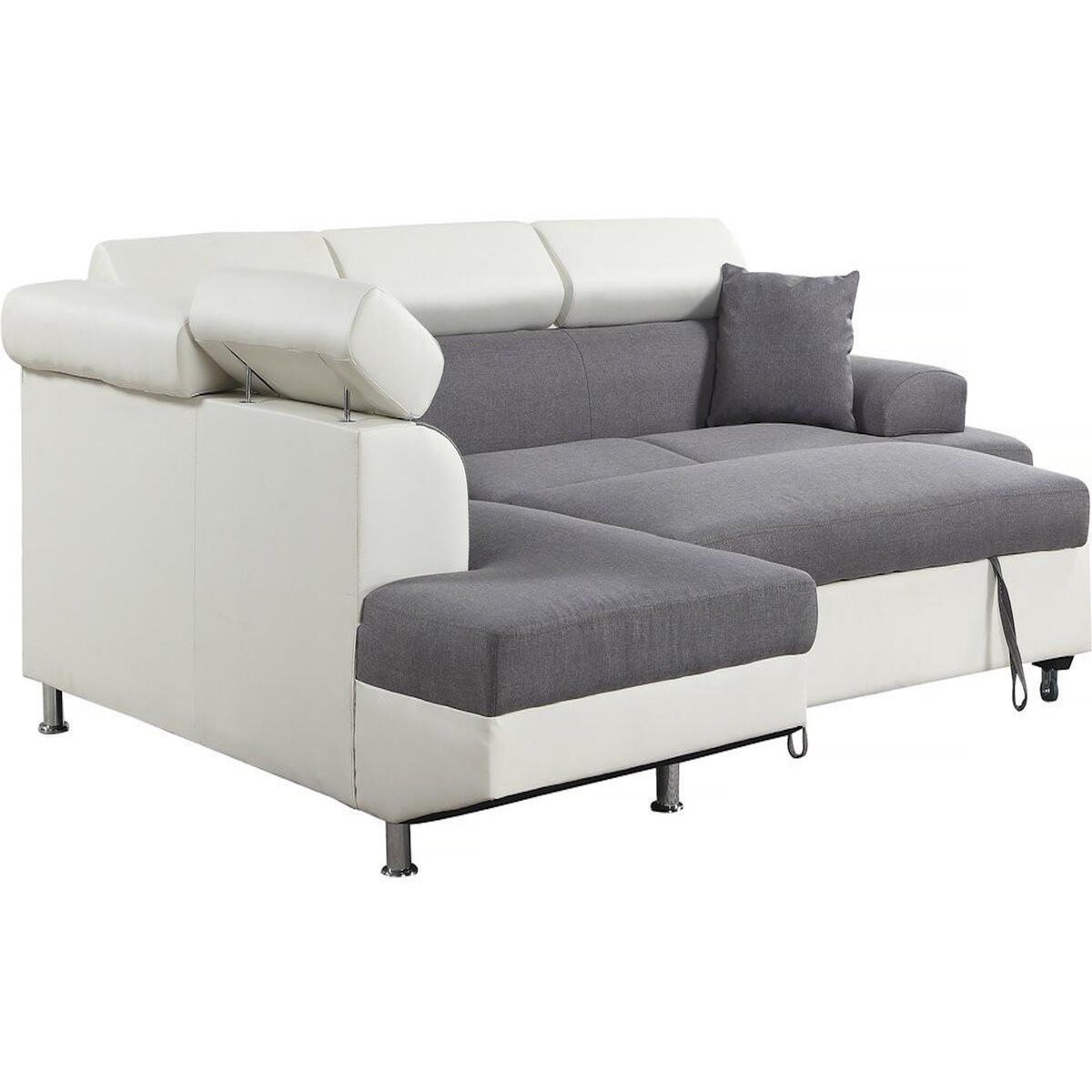 Habitat et Jardin Canapé d'angle convertible  Sophia luxe  - 265 x 190.5 x 80/91 cm - Blanc / Gris - 5 places - Angle gauche