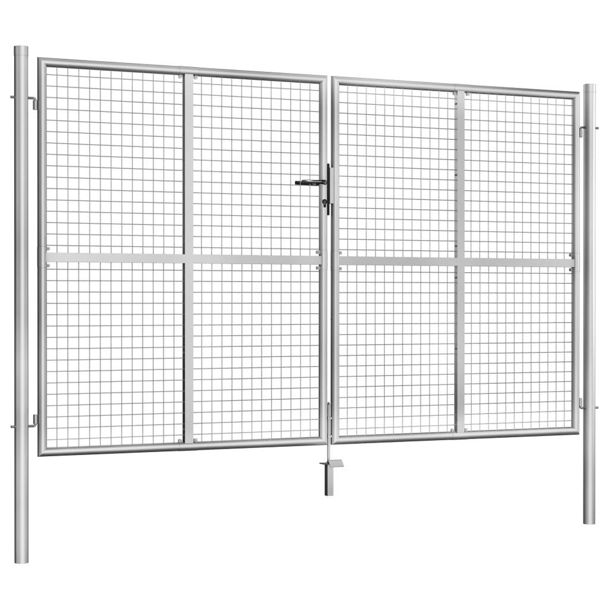 Voir la diapositive 2 : VIDAXL Porte de jardin Acier galvanise 306x200 cm Argente