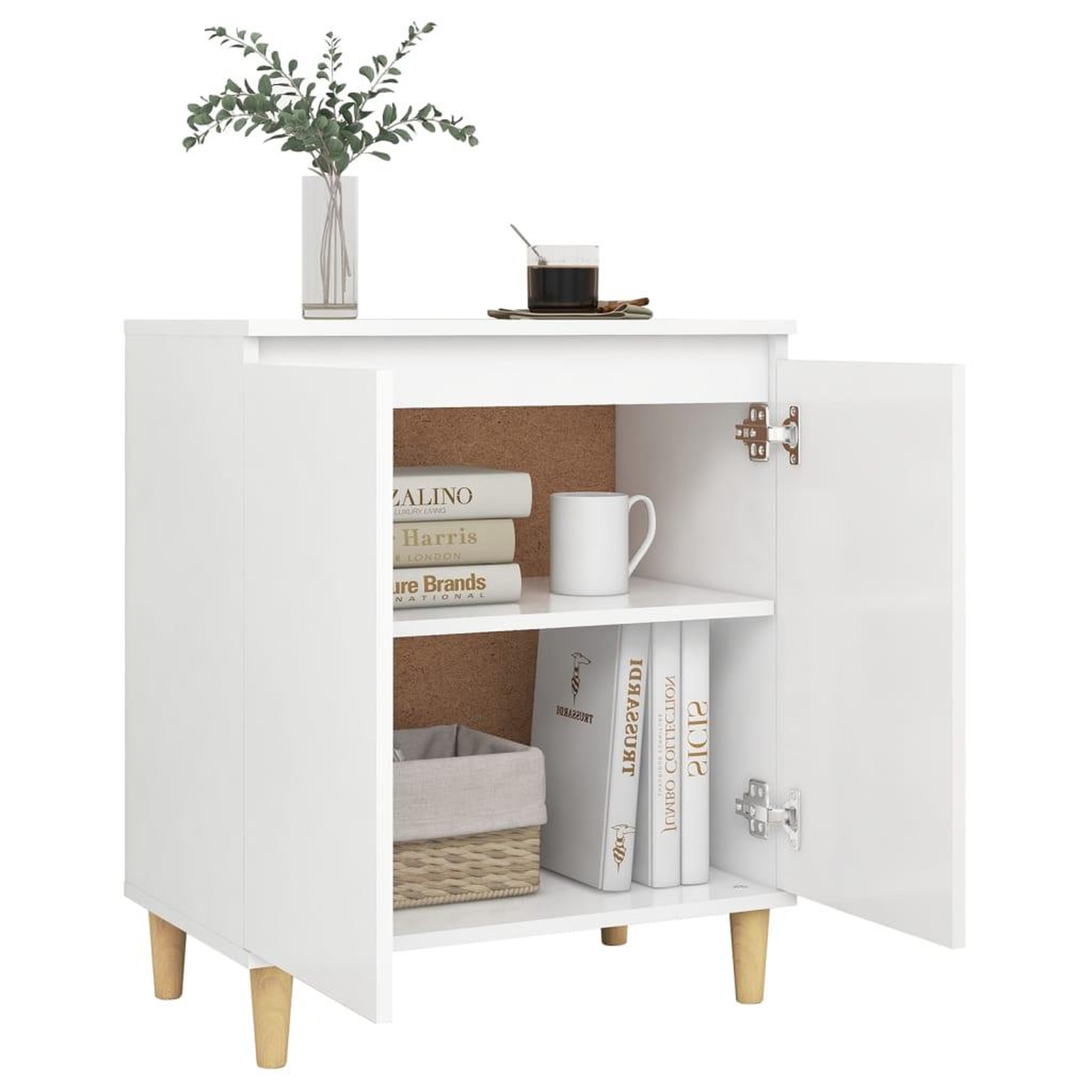 Voir la diapositive 4 : VIDAXL Buffet avec pieds en bois massif blanc bois d'ingenierie
