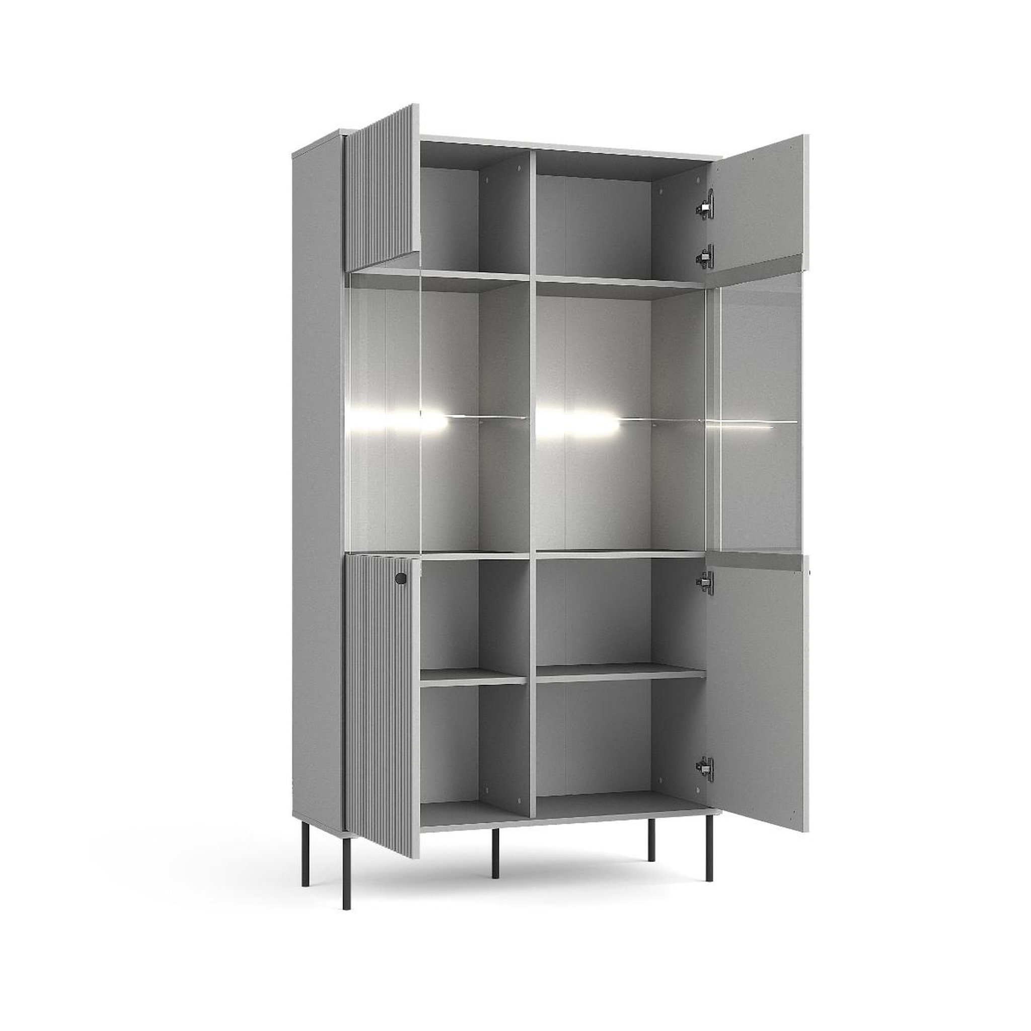 Voir la diapositive 4 : JLC KREATION Vitrine moderne grise 2 portes vitrées simy
