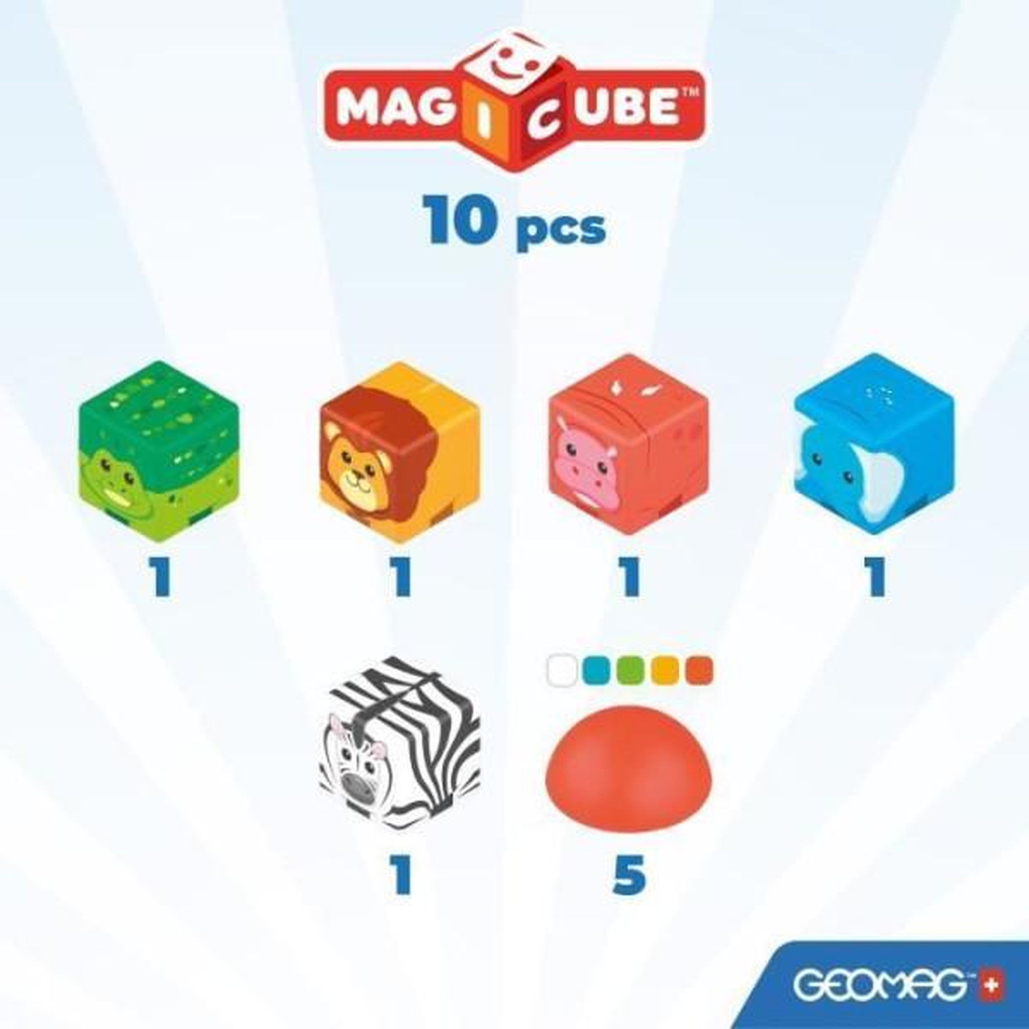Voir la diapositive 2 : Geomag Blocs magnétiques - GEOMAG - Safari - 10 pieces - Éducatif - Plastique recyclé - Des 12 mois