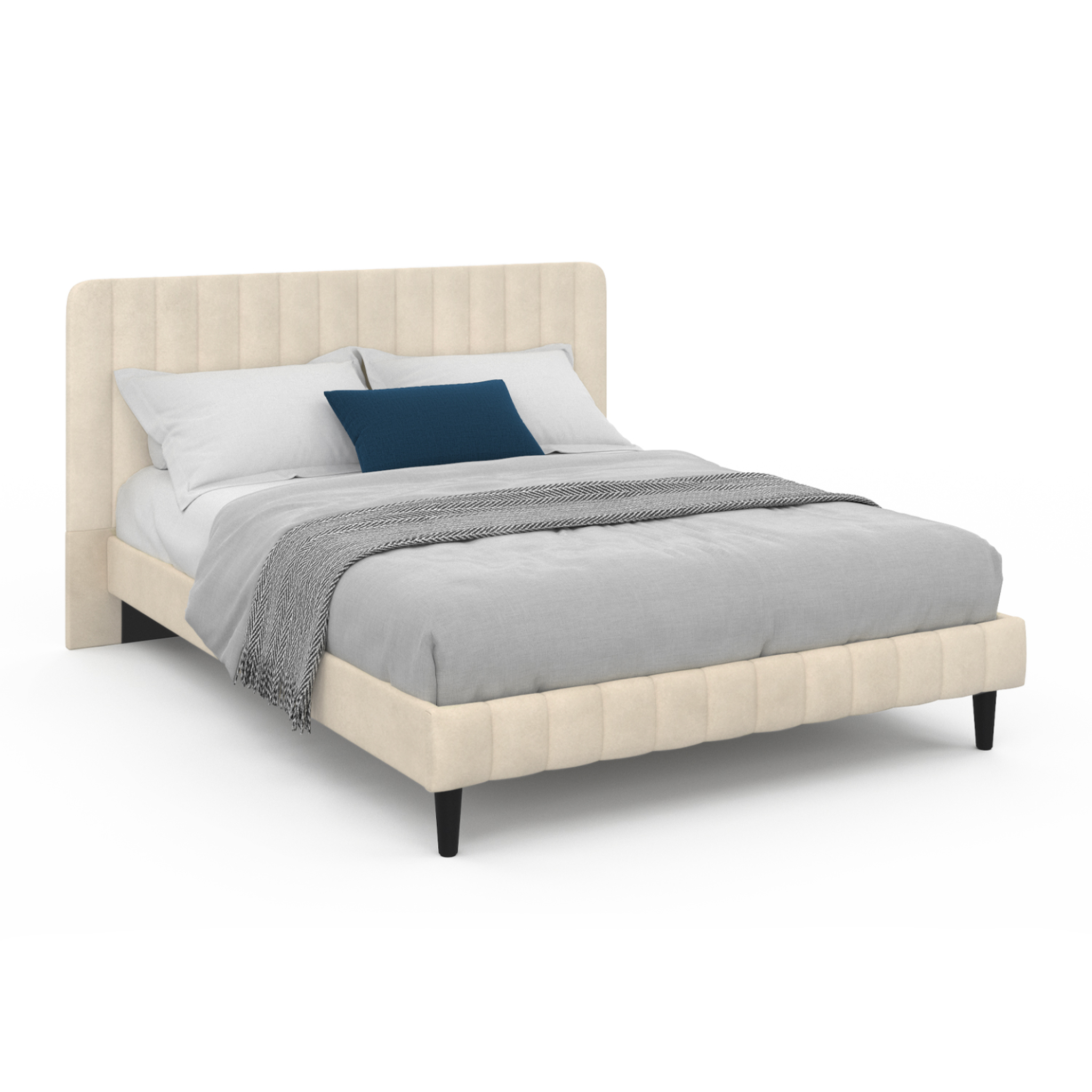 ID MARKET Lit double annie avec tête de lit et sommier 140 x 190 cm velours beige