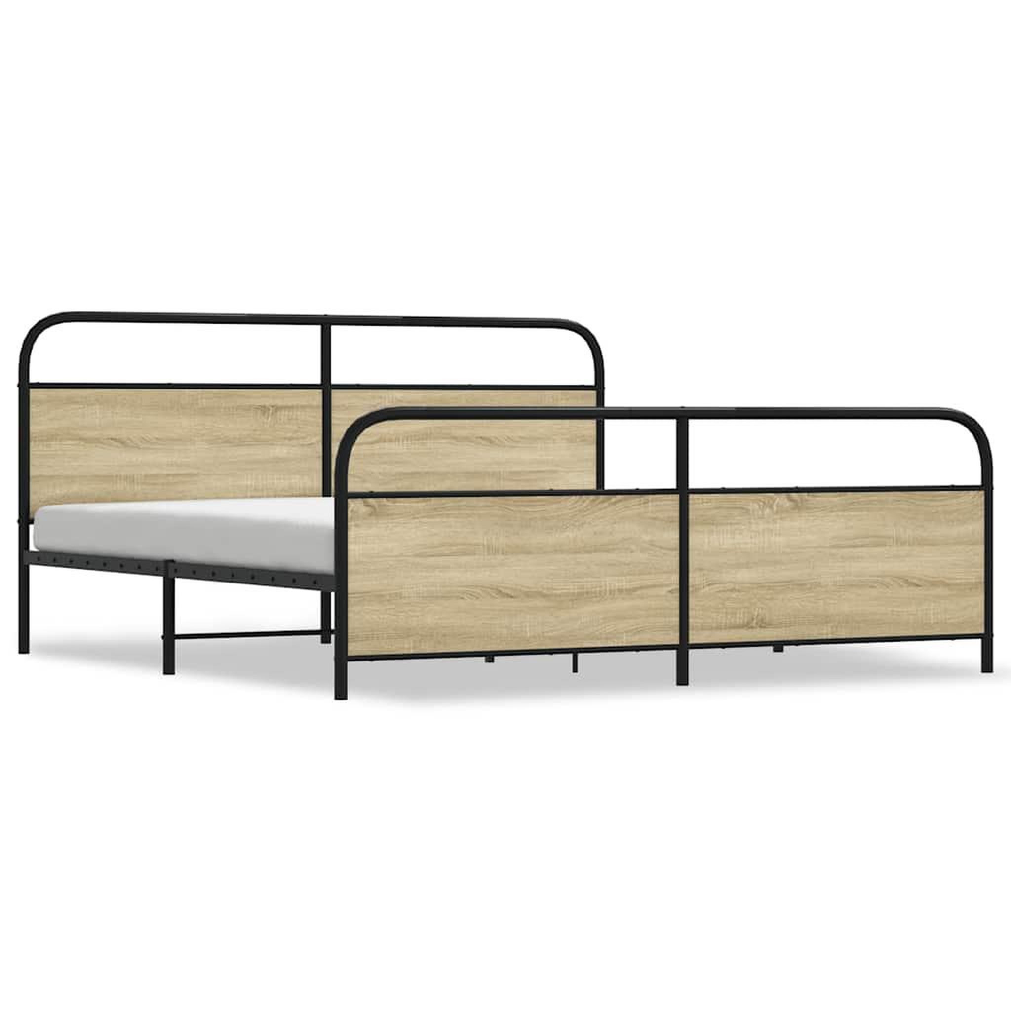 Voir la diapositive 2 : VIDAXL Cadre de lit en metal sans matelas chene sonoma 180x200 cm