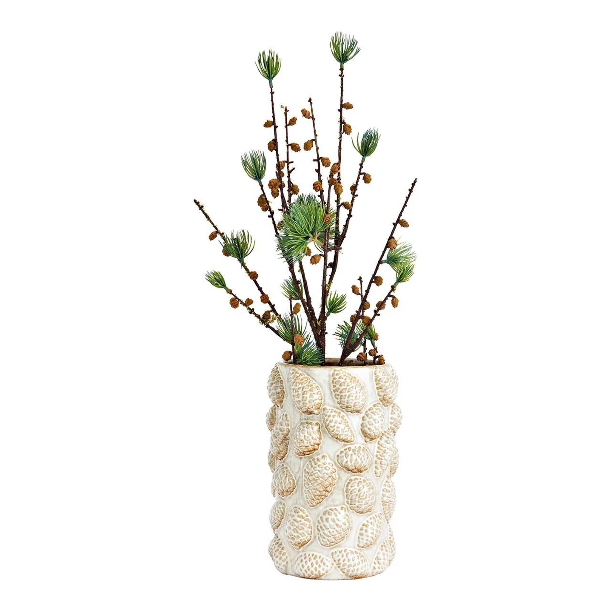 Voir la diapositive 4 : Eden Vase pomme de pin en porcelaine