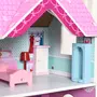 HOMCOM Maison de poupée en bois jeu d'imitation grand réalisme multi-équipements 3 niveaux escalier terrasses