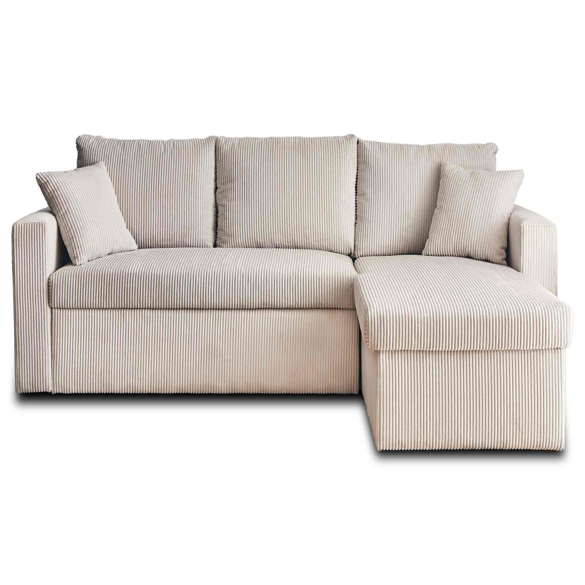 Voir la diapositive 1 : BEST MOBILIER Cyrus - canapé d'angle réversible 4 places - convertible avec coffre - en velours côtelé