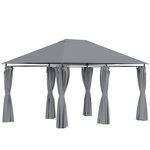 OUTSUNNY Tonnelle barnum pavillon de jardin style colonial double toit toiles latérales amovibles gris