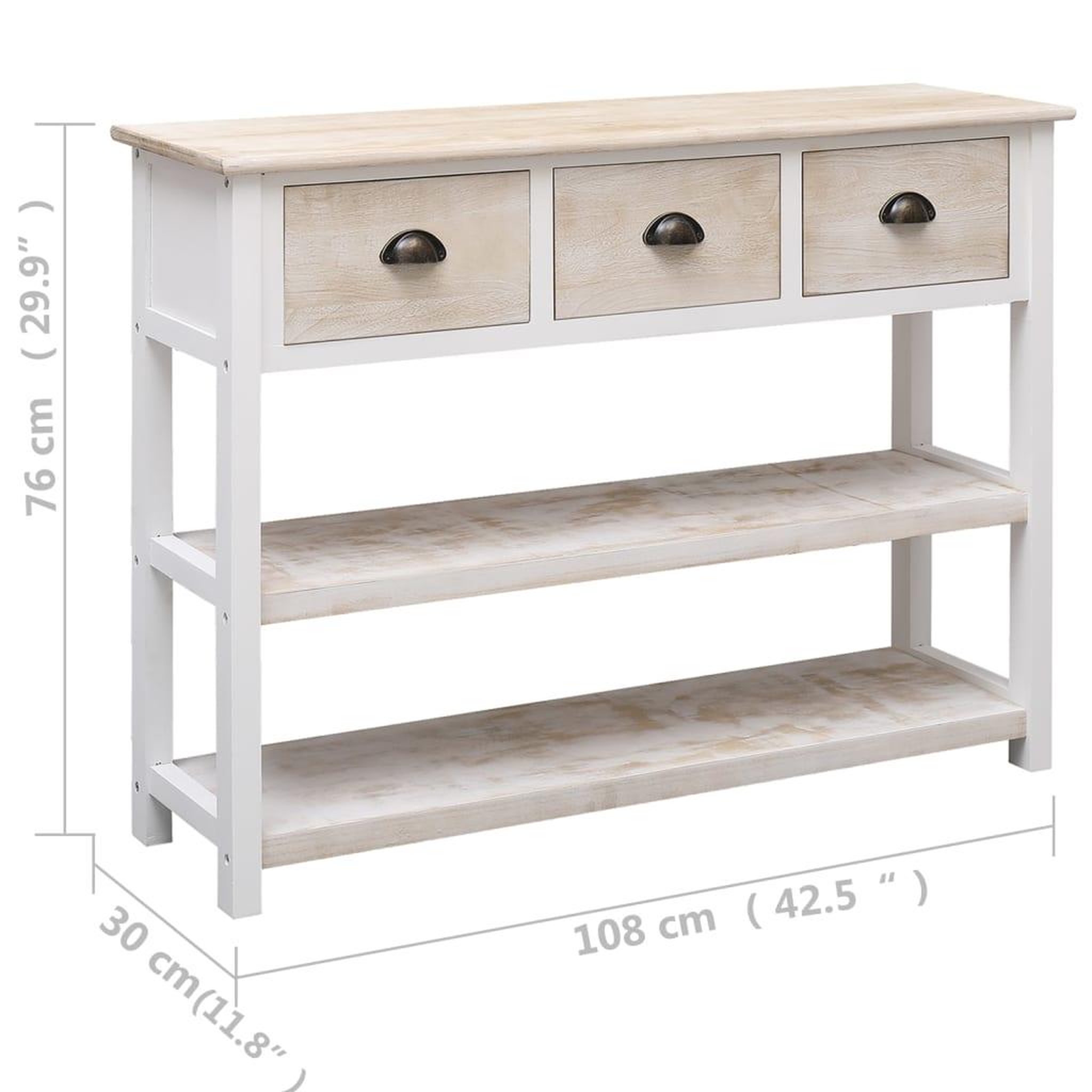 Voir la diapositive 6 : VIDAXL Buffet Blanc et marron 108x30x76 cm Bois de Paulownia massif
