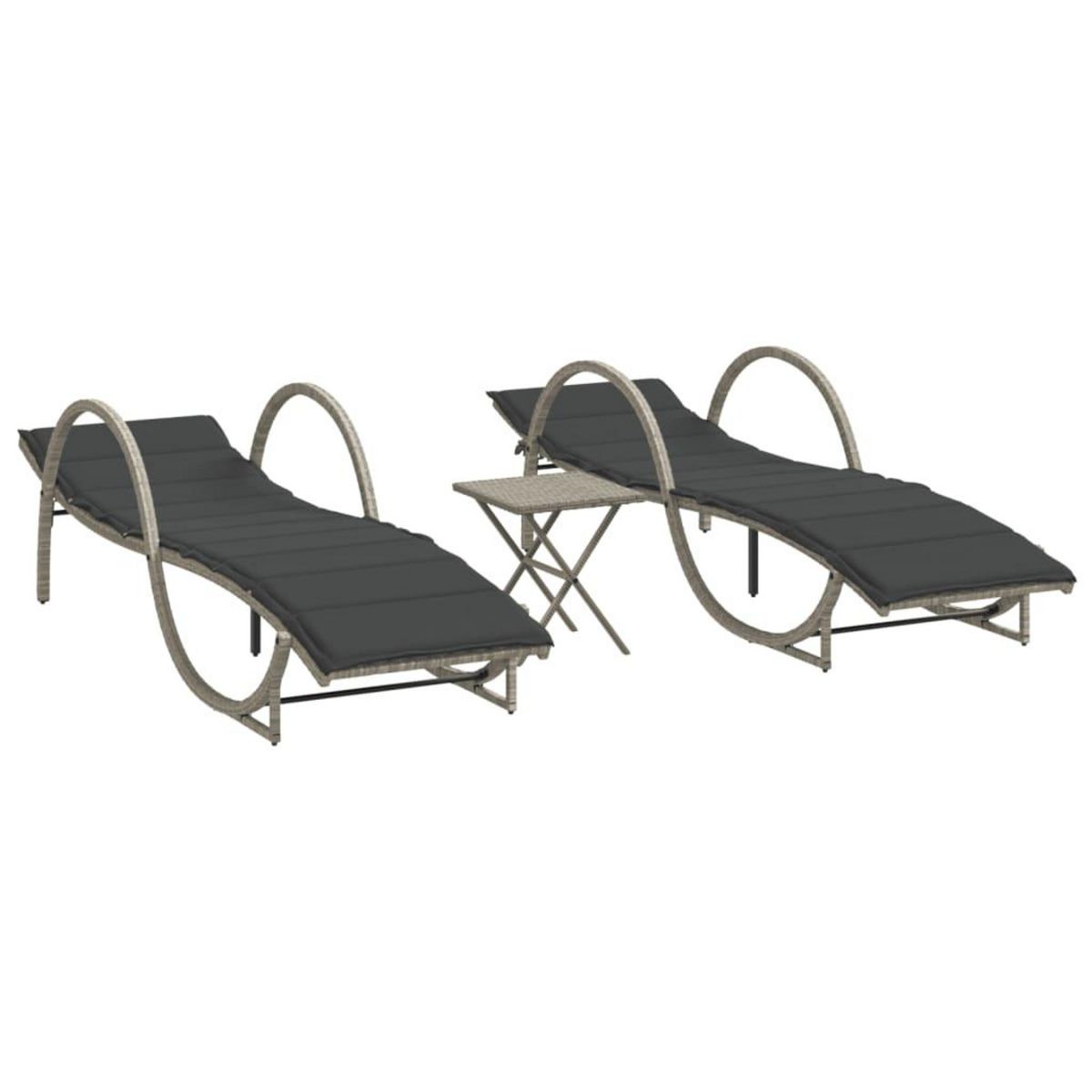 VIDAXL Chaises longues lot de 2 avec table gris clair resine tressee