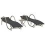 Voir la diapositive 2 : VIDAXL Chaises longues lot de 2 avec table gris clair resine tressee