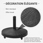 Voir la diapositive 4 : OUTSUNNY Pied de parasol base de lestage rond poids net 22,7kg en résine avec 4 roulettes - dim. Ø 52 x 41H cm - noir