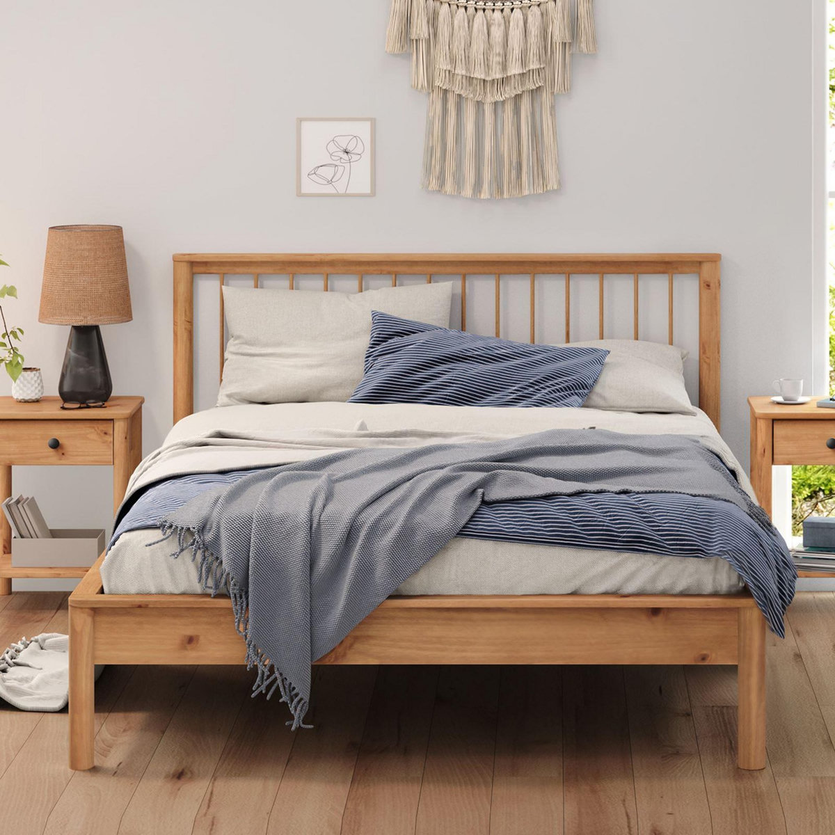 IDIMEX Lit 140 x 200 avec sommier APOANA en bois massif