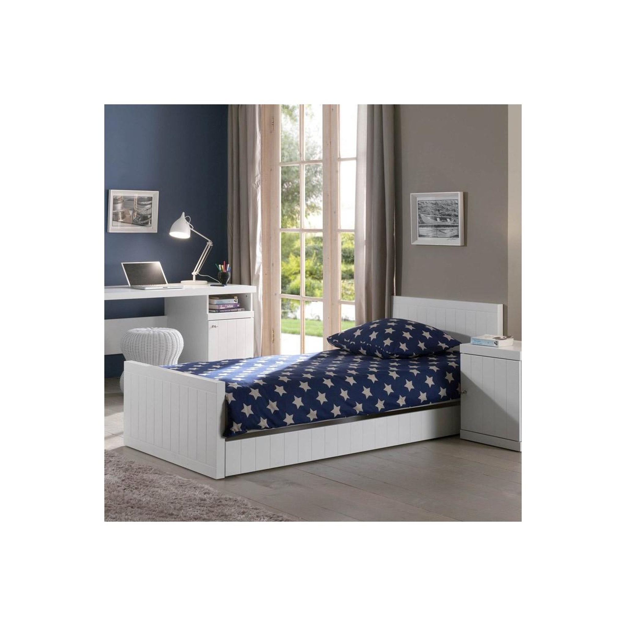 Voir la diapositive 2 : Paris Prix Lit enfant  robin  90x200cm blanc