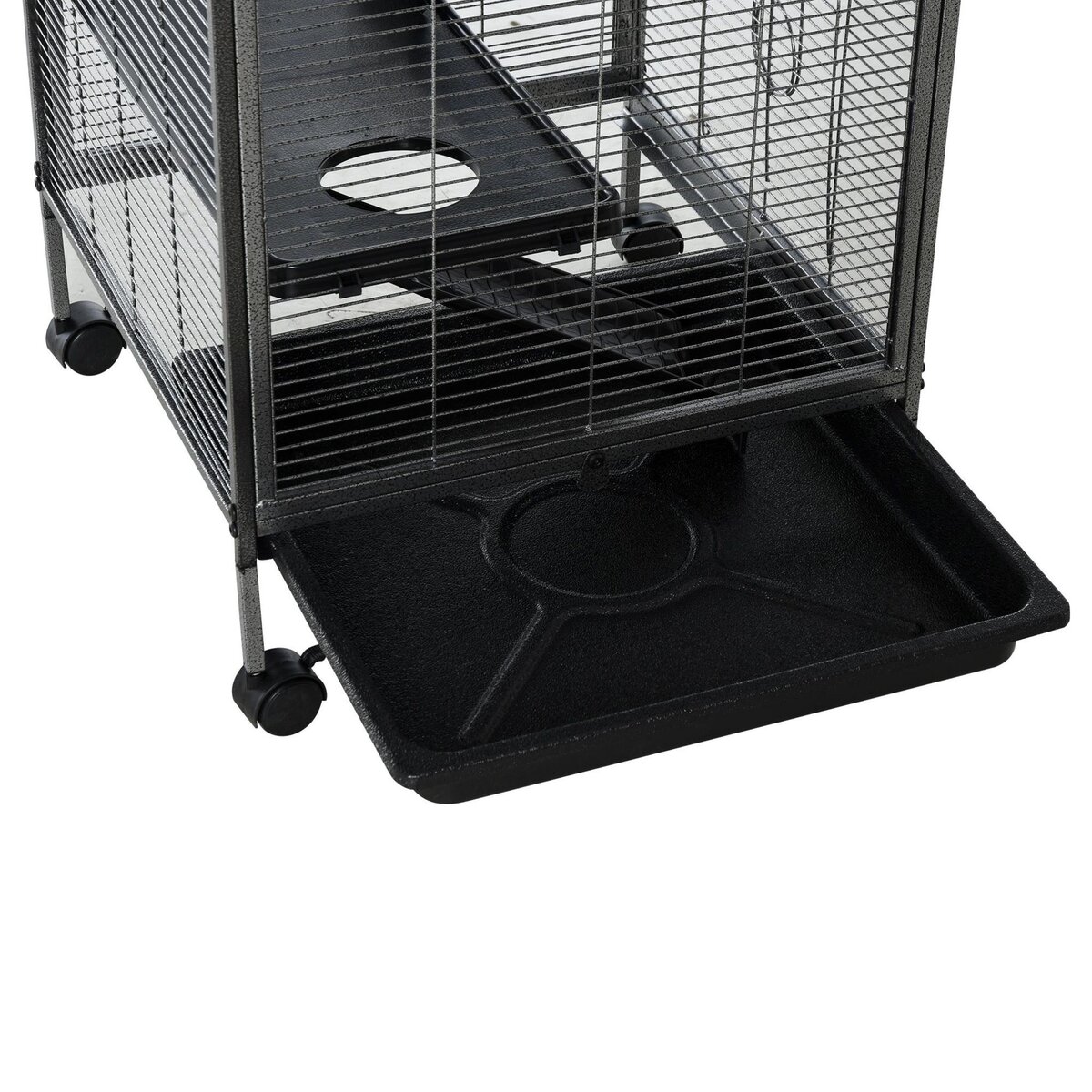 PAWHUT Cage pour petits animaux portable avec 2 portes hamac métal PP 52 x 52 x 113,5 cm
