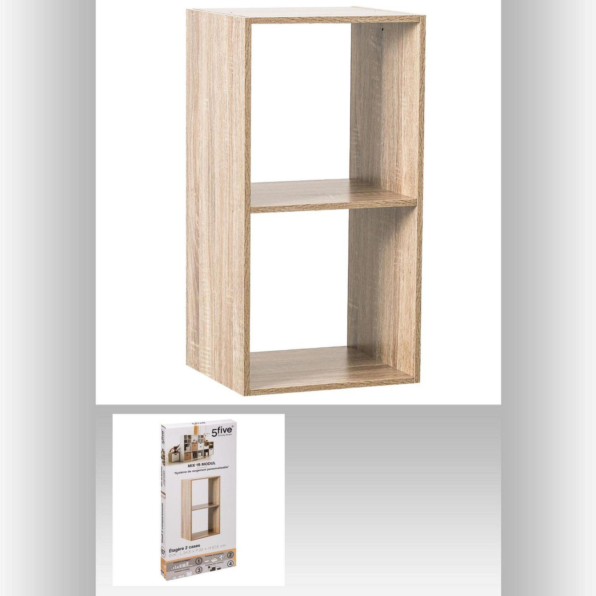 Voir la diapositive 3 : ATMOSPHERA Etagère 2 cases mix - p. 34,5 cm x h. 67,5 cm - beige