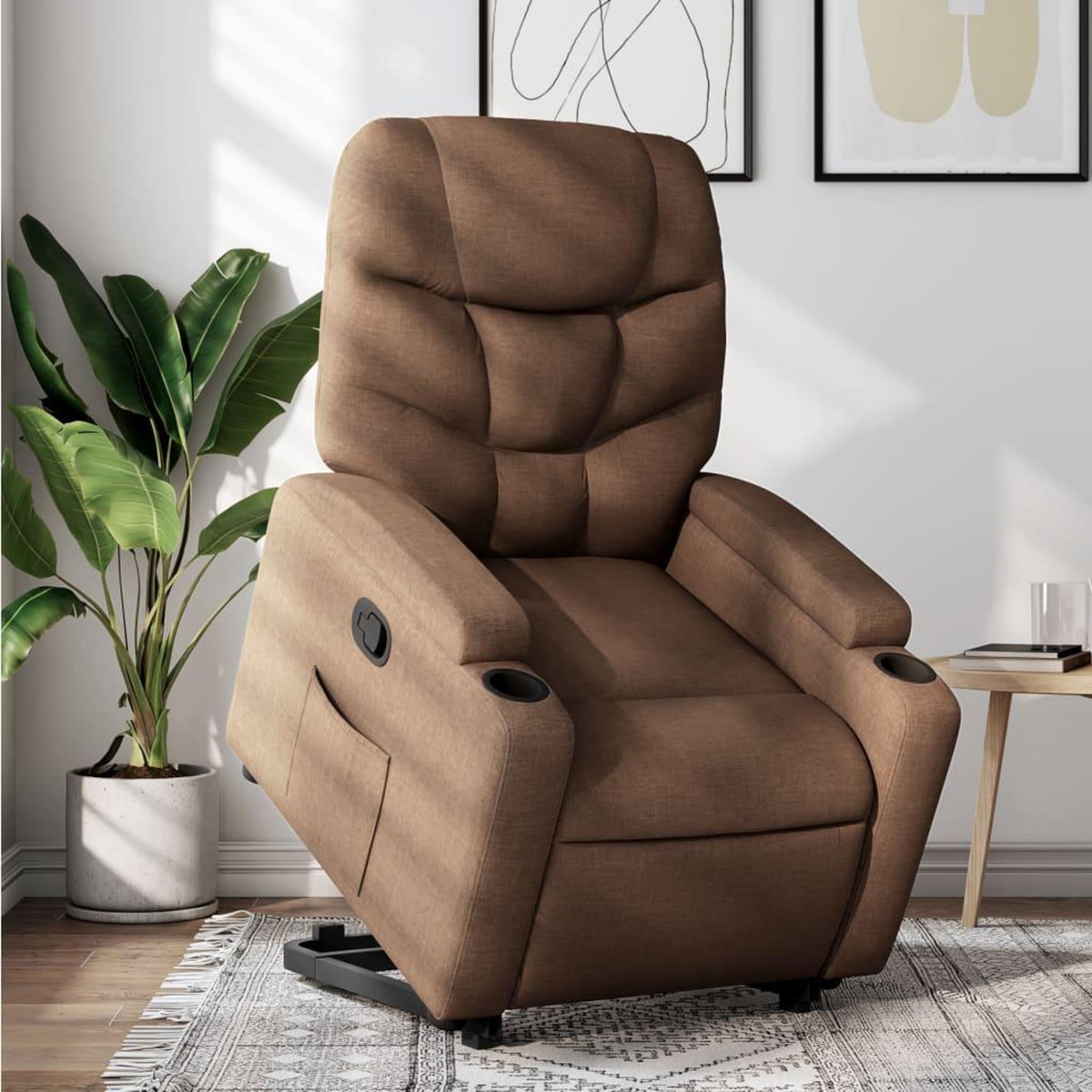 VIDAXL Fauteuil inclinable Marron Tissu