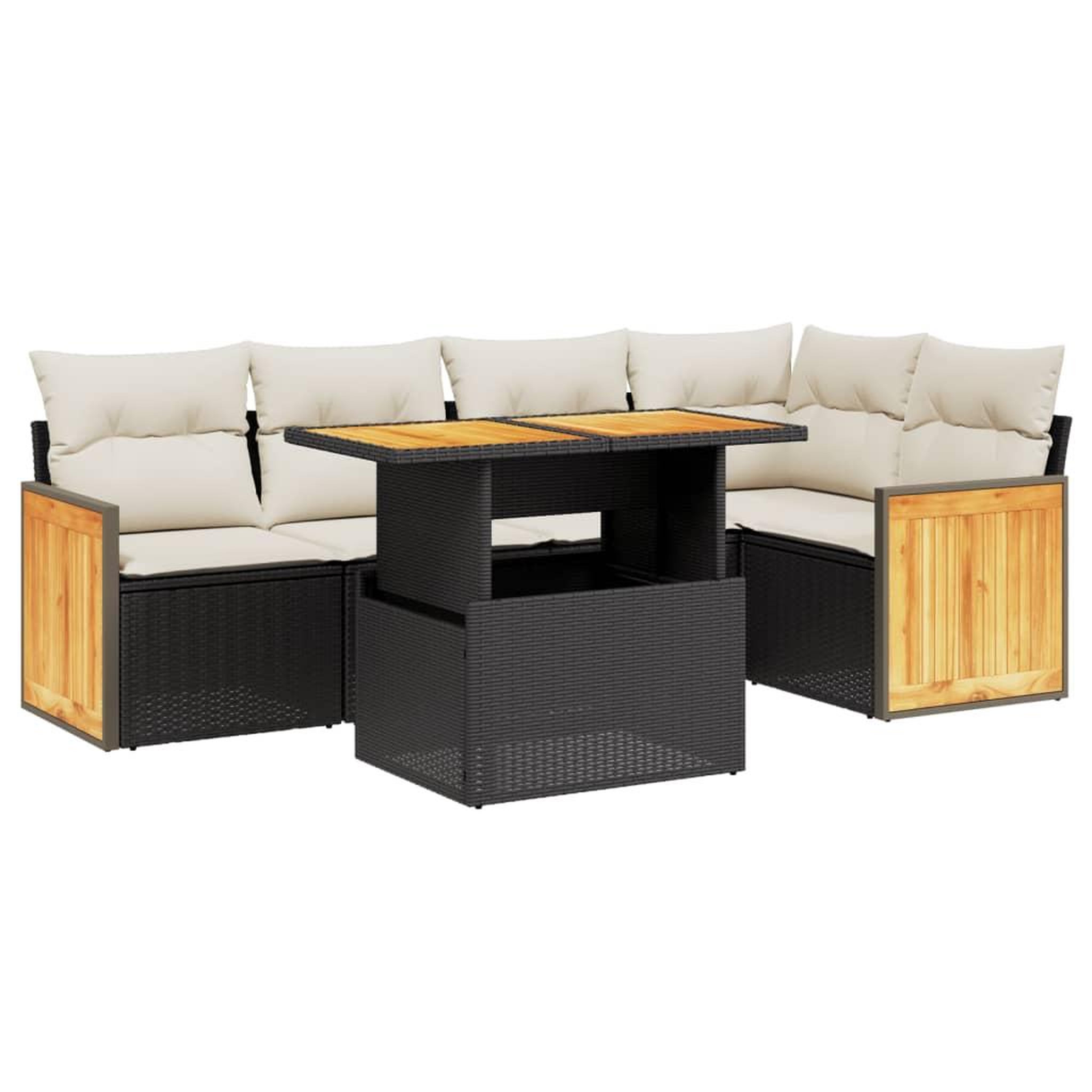 Voir la diapositive 2 : VIDAXL Salon de jardin 6 pcs avec coussins noir resine tressee