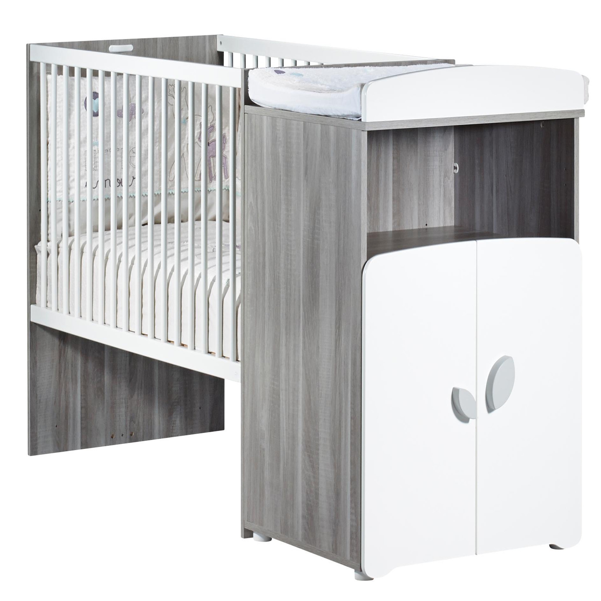 BABY PRICE Lit bébé combiné 60 x120 cm évolutif  en 90x190 cm NEW LEAF