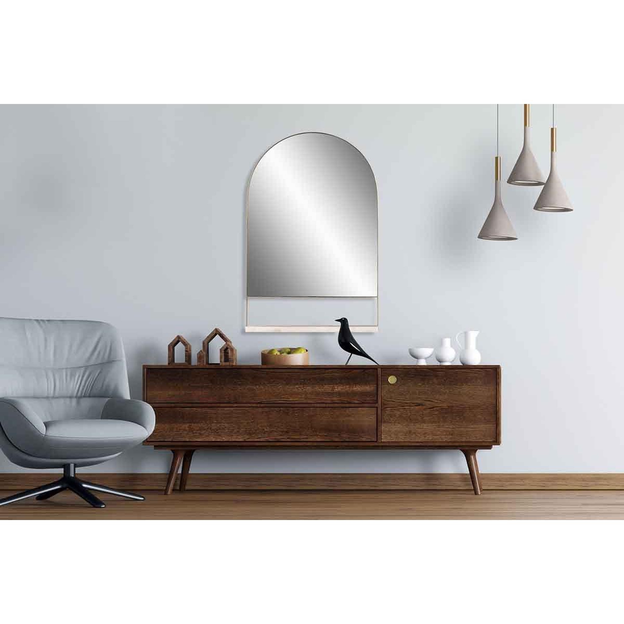 Voir la diapositive 5 : Paris Prix Miroir mural & étagère design  doha  69cm blanc