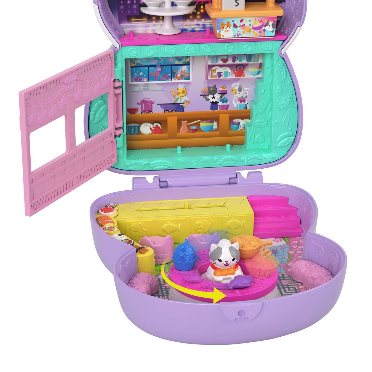 POLLY POCKET Mini poupée Polly Pocket - Coffret chat restaurant