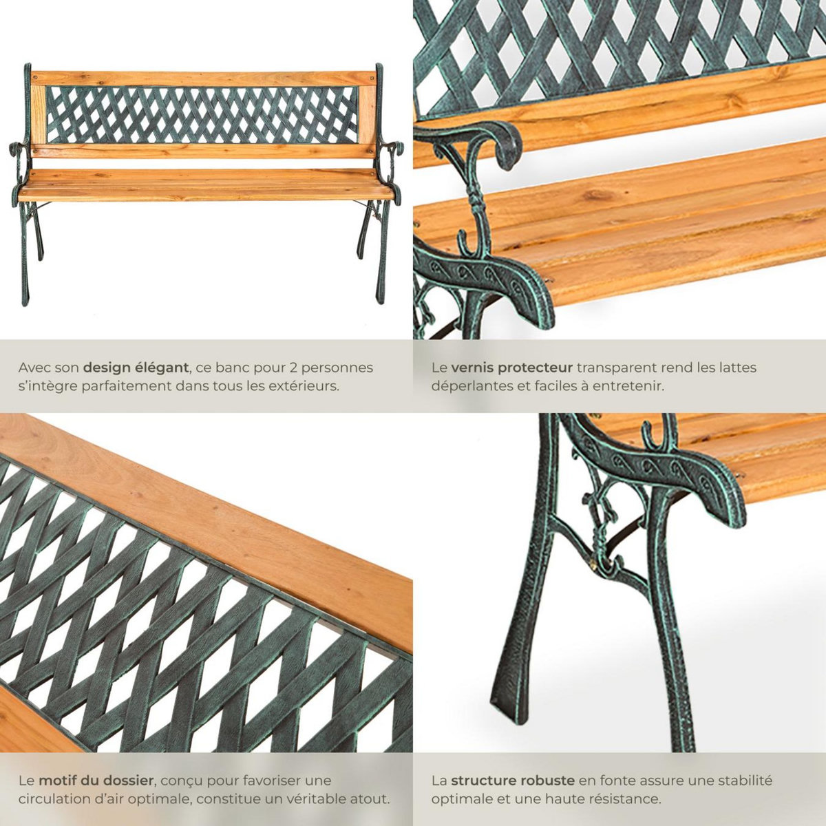 tectake Banc de jardin 2 places