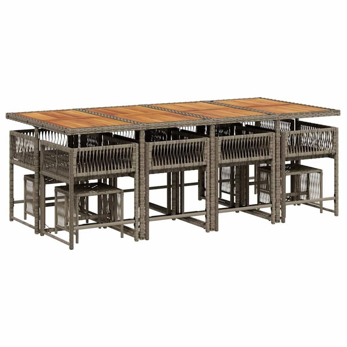 VIDAXL Ensemble a manger de jardin coussins 13 pcs gris resine tressee