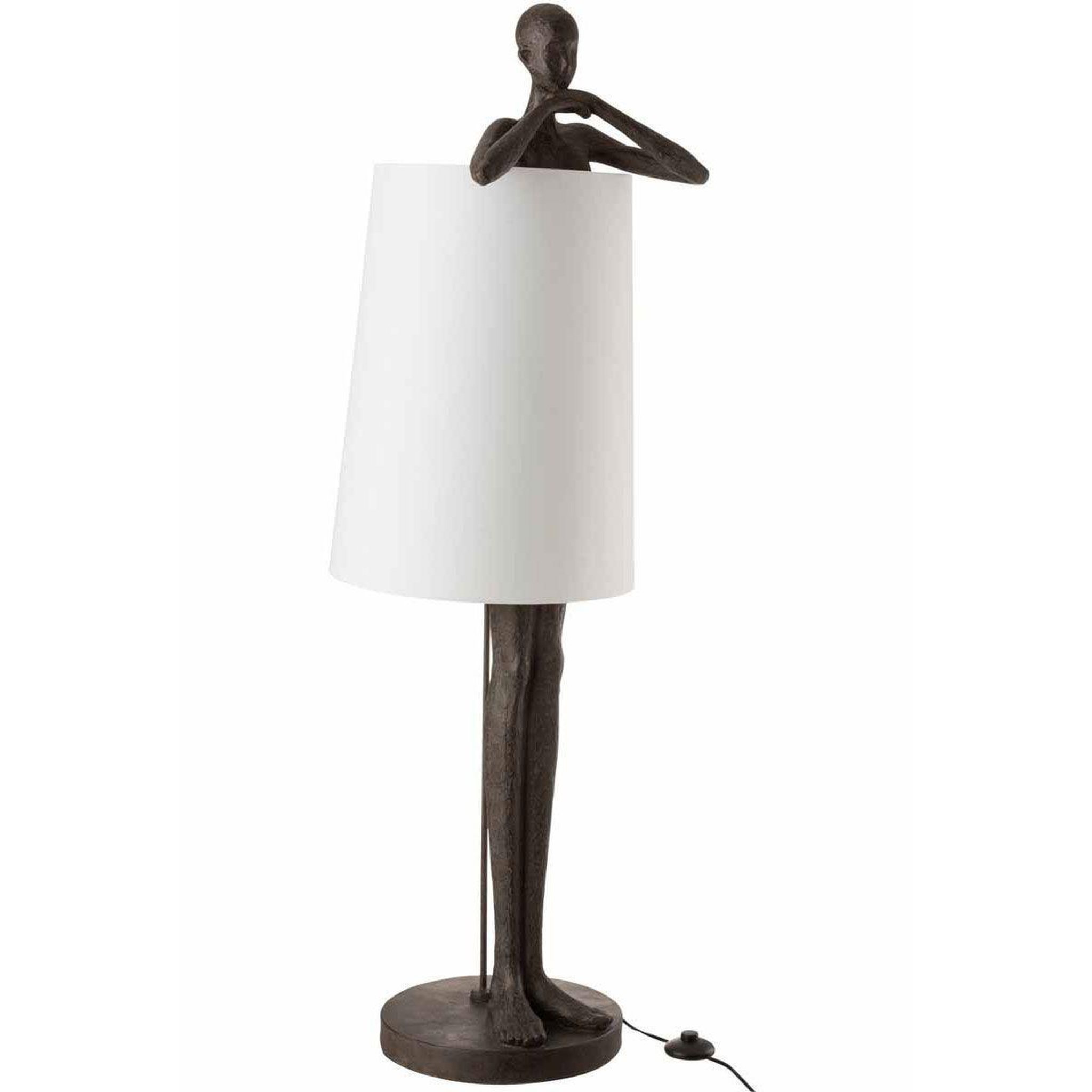 Voir la diapositive 2 : J-LINE Lampe à poser  homme  41cm marron & blanc