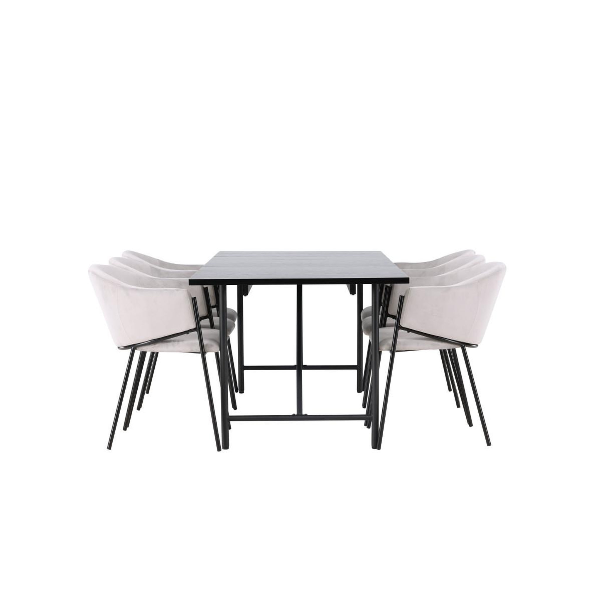 Voir la diapositive 3 : Paris Prix Ensemble table à manger & 6 chaises  astrid & evelina  200cm noir & gris