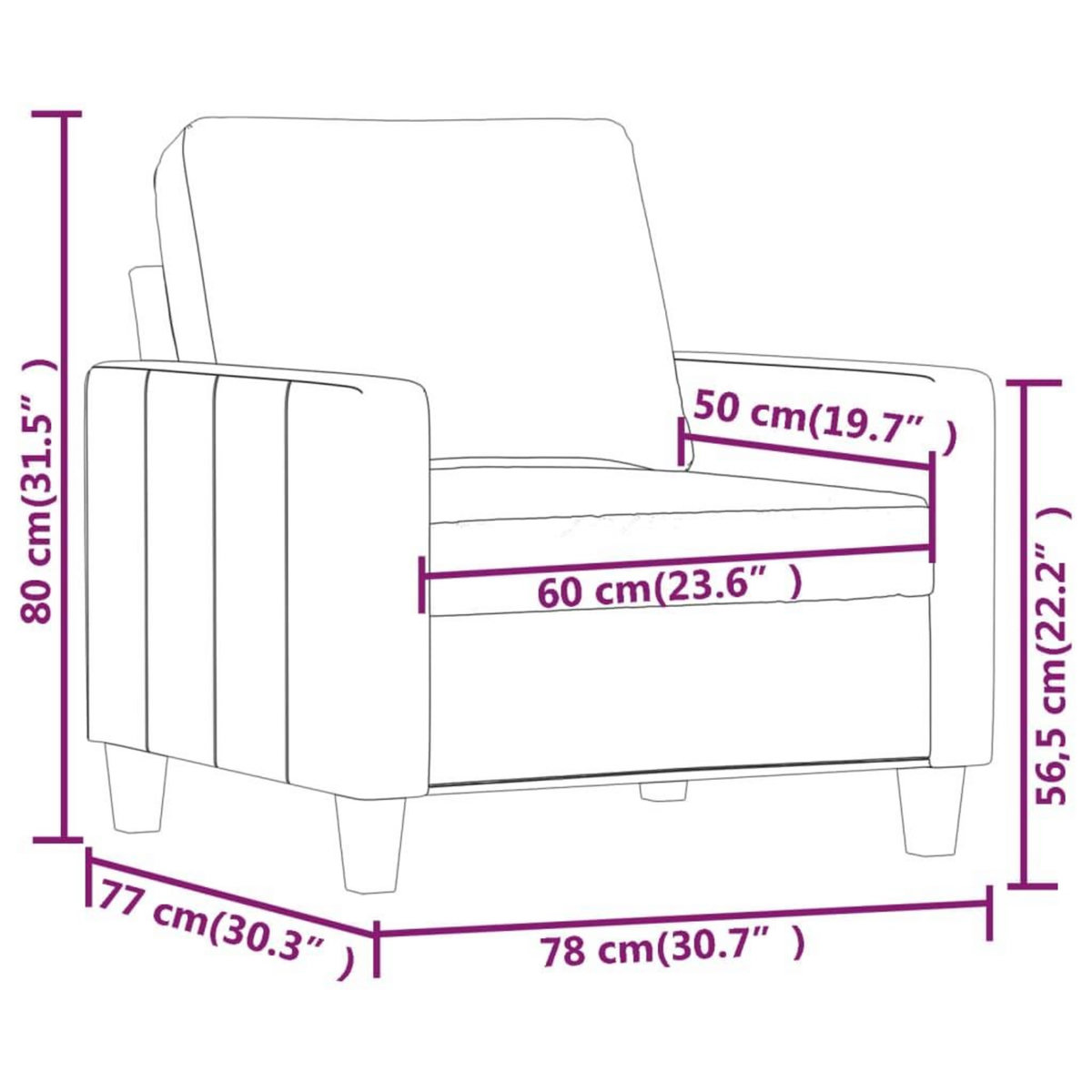 VIDAXL Fauteuil Rouge bordeaux 60 cm Similicuir