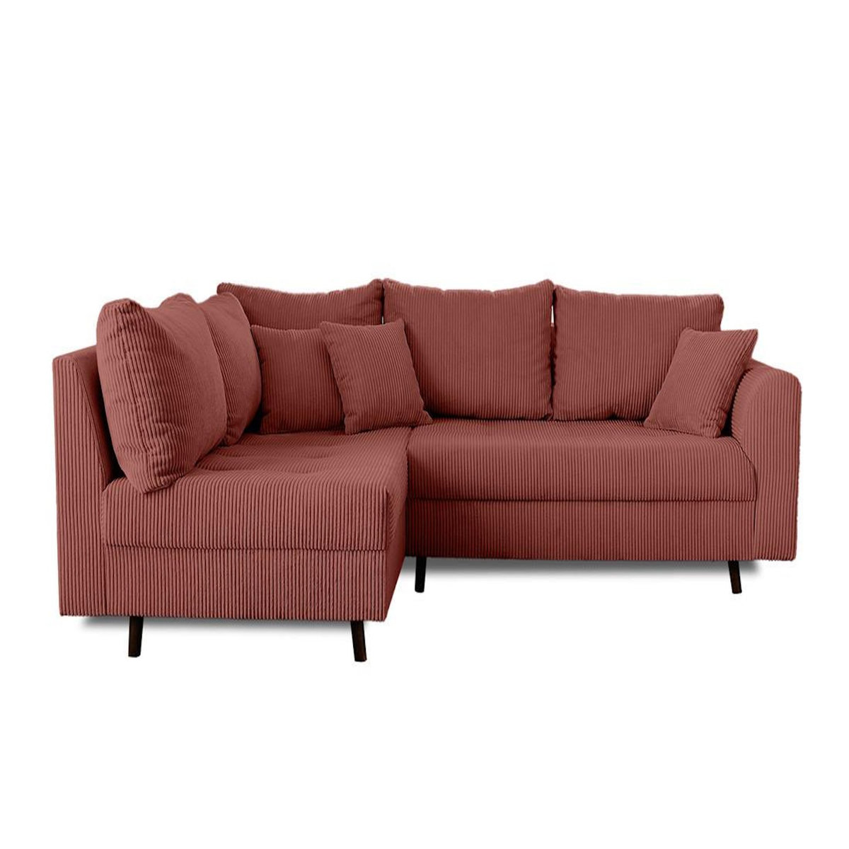 LISA DESIGN Rune - canapé d'angle gauche - 4 places - avec pouf d'appoint - en velours côtelé