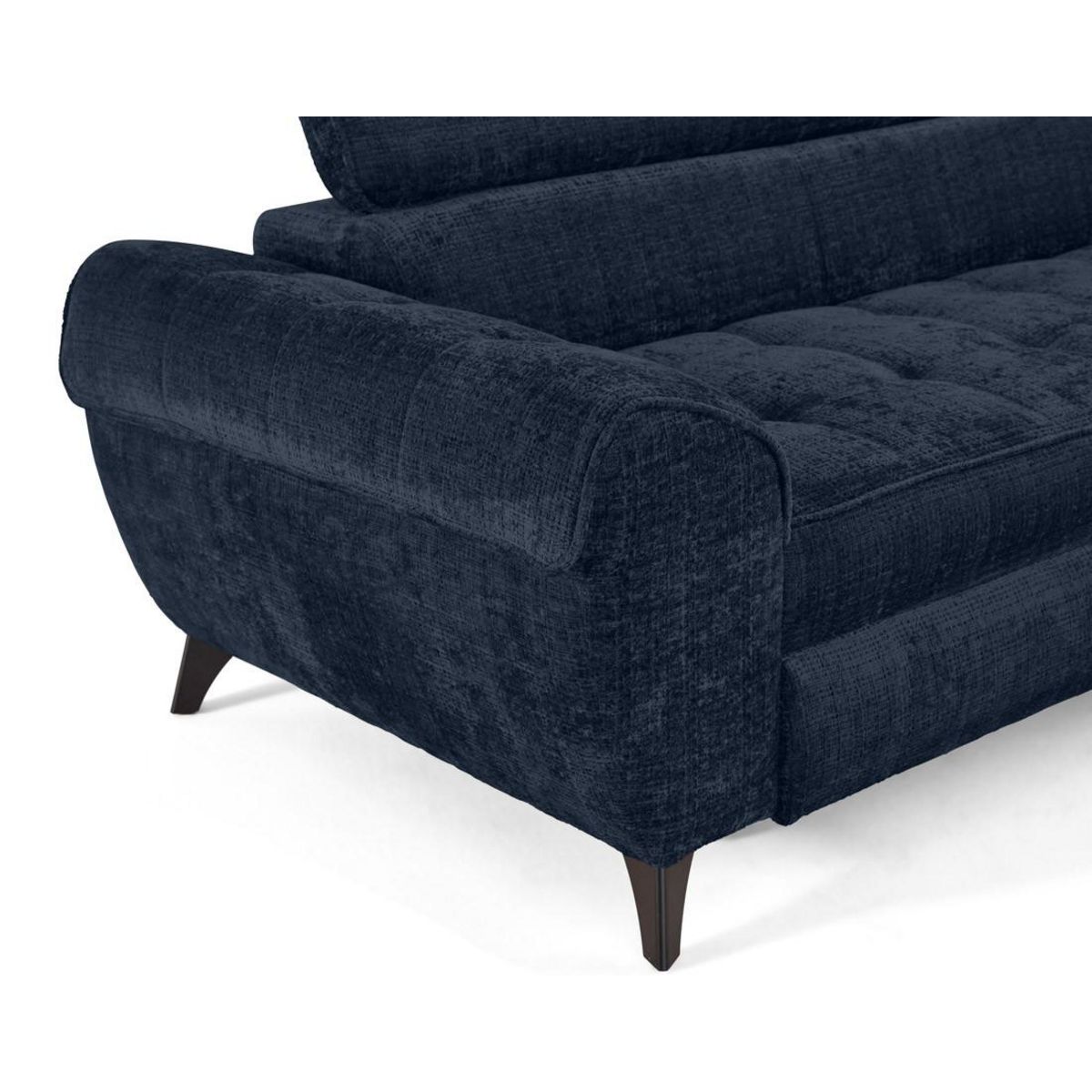 LISA DESIGN Marlo - canapé d'angle droit 5 places convertible avec coffre et têtières en velours texturé