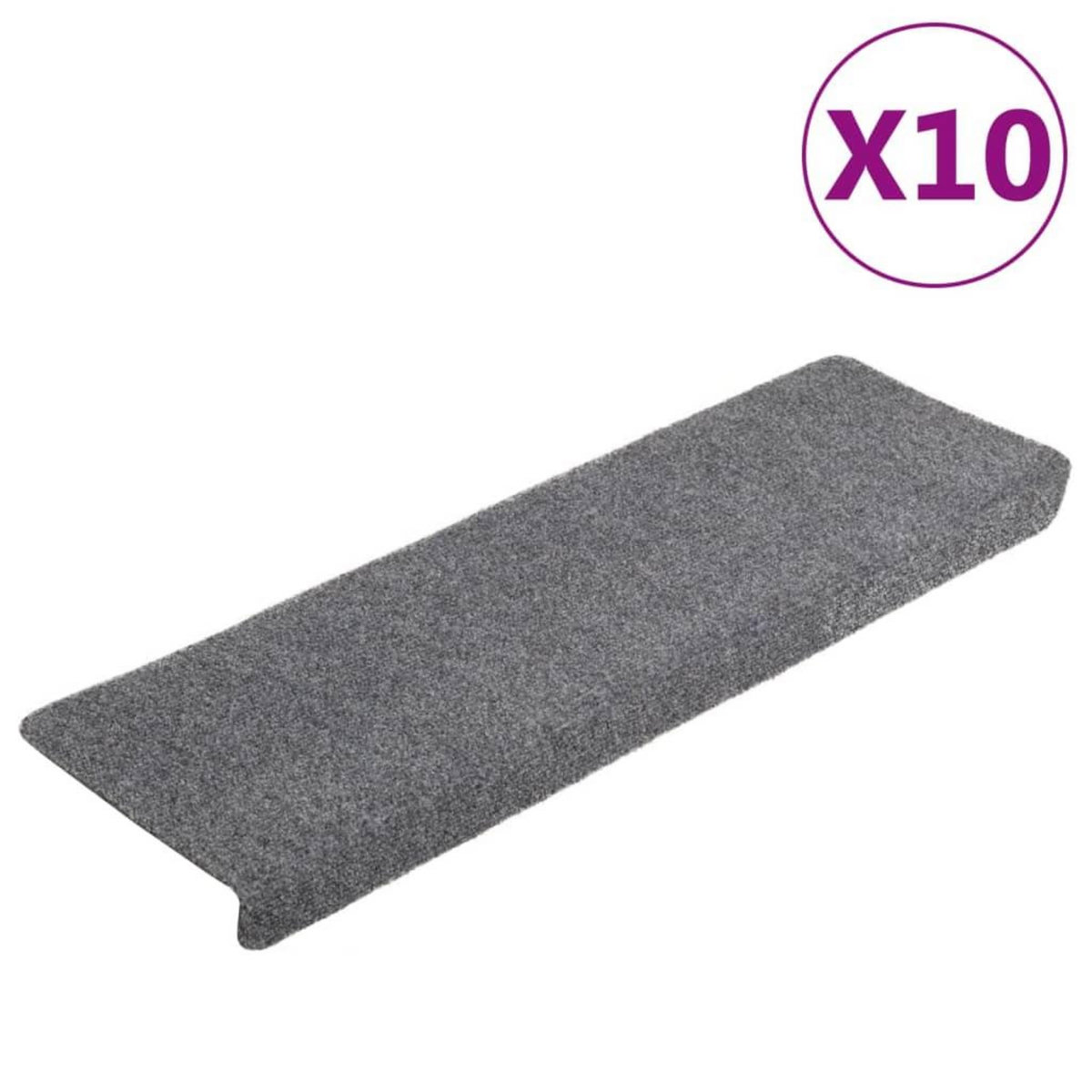 VIDAXL Tapis de marches d'escalier 10 pcs Gris 65x21x4 cm Aiguillete