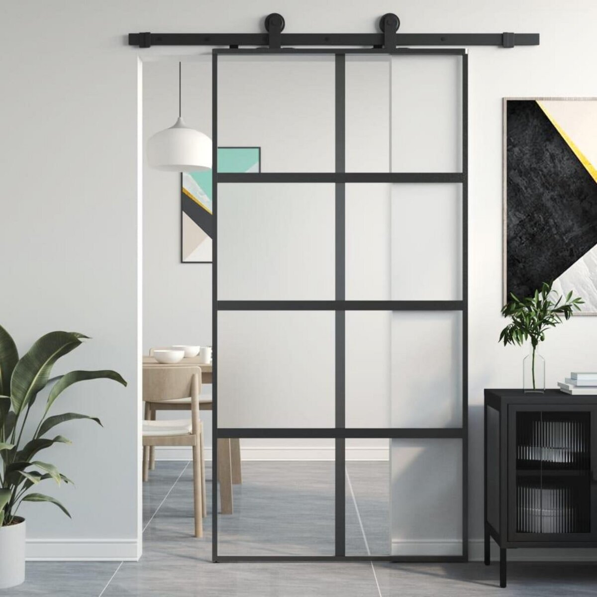 VIDAXL Porte coulissante noir 102,5x205 cm verre trempe aluminium