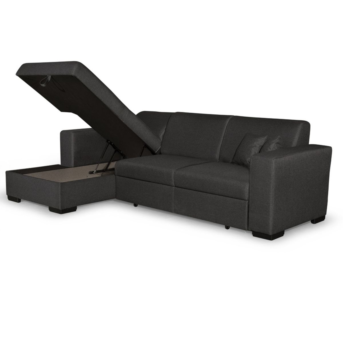 Canapé d'angle gauche convertible  4 places avec coffre tissu CARIBEA