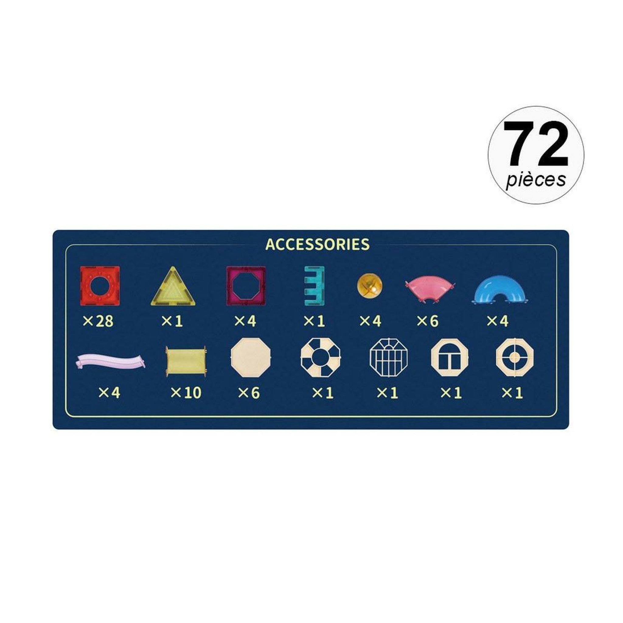 Voir la diapositive 2 : 1001JOUETS Jeu de construction magnétique - 72 pièces - Tuyaux et billes - Circuit à billes modulable - S