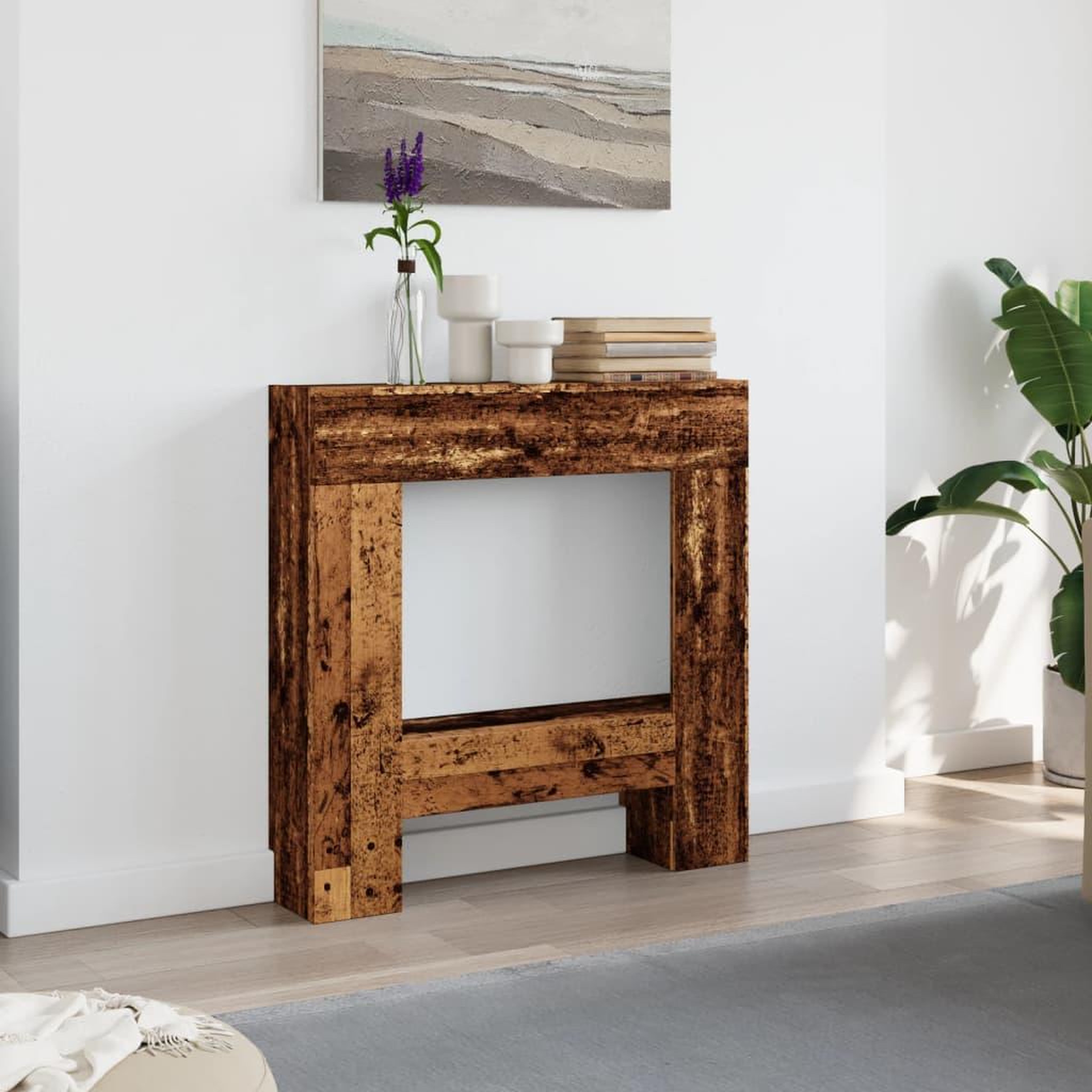 Voir la diapositive 3 : VIDAXL Cadre de cheminee vieux bois 81x18x82 cm bois d'ingenierie
