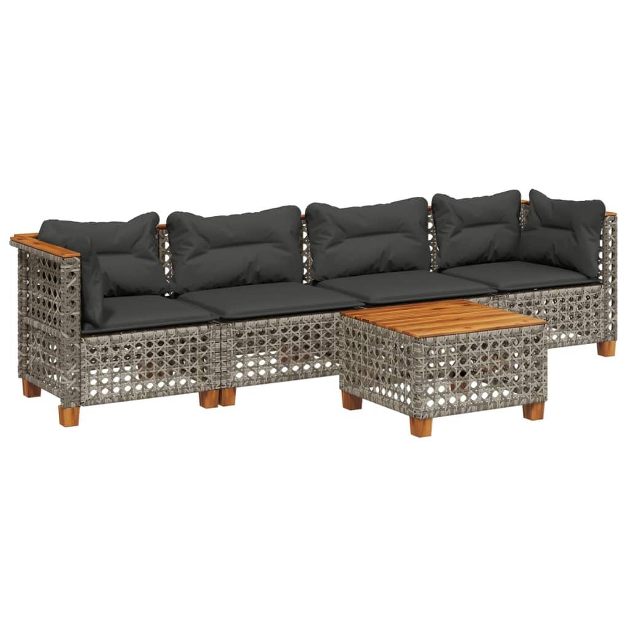 Voir la diapositive 2 : VIDAXL Salon de jardin 5 pcs avec coussins gris resine tressee