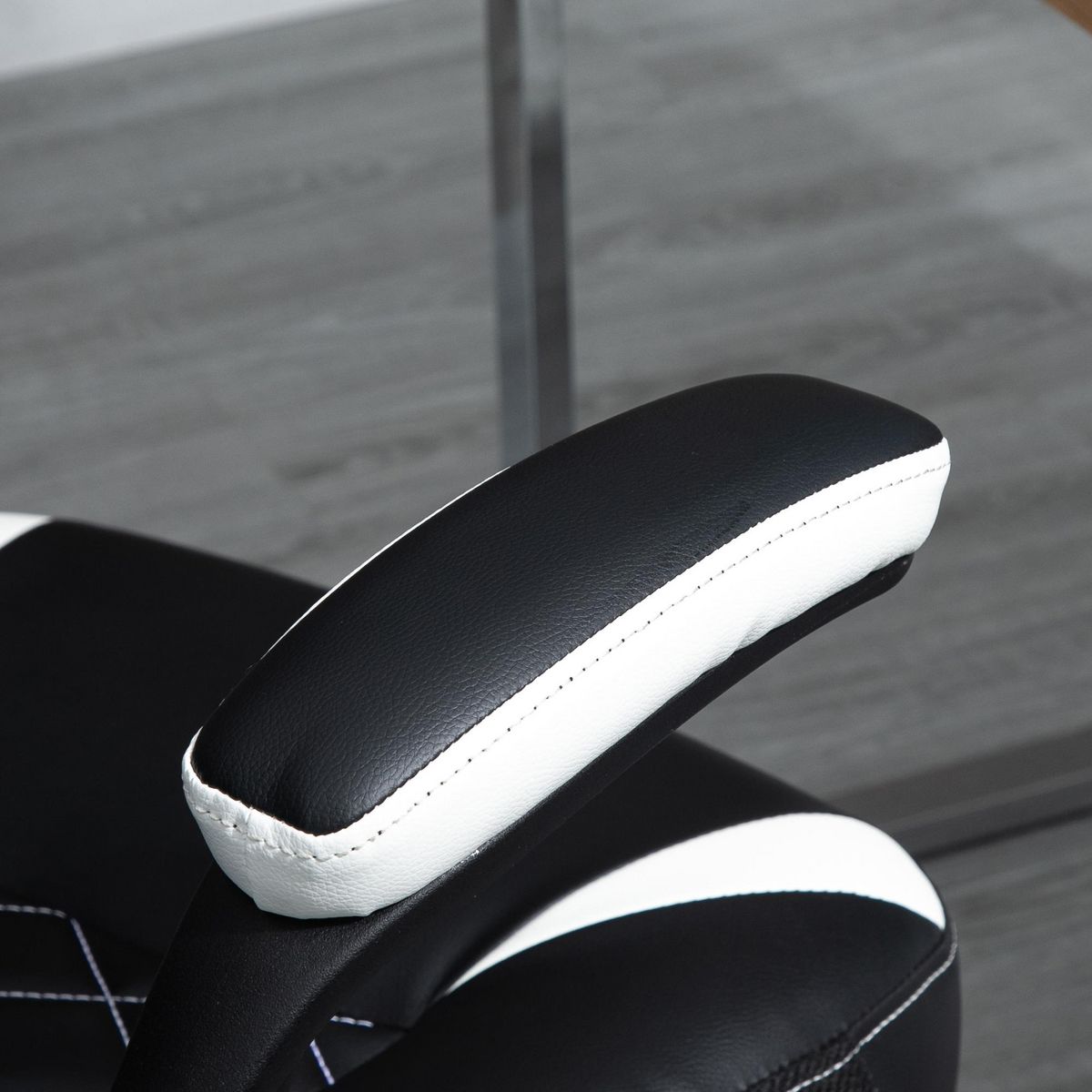 VINSETTO Vinsetto Fauteuil de bureau manager gaming style baquet racing dossier assise capitonné accoudoirs relevables revêtement synthétique noir blanc