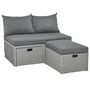Voir la diapositive 1 : OUTSUNNY Ensemble salon de jardin 3 places 3 pièces - canapé 2 places, pouf, coffre rangement - 4 coussins inclus - résine tressée imitation rotin gris