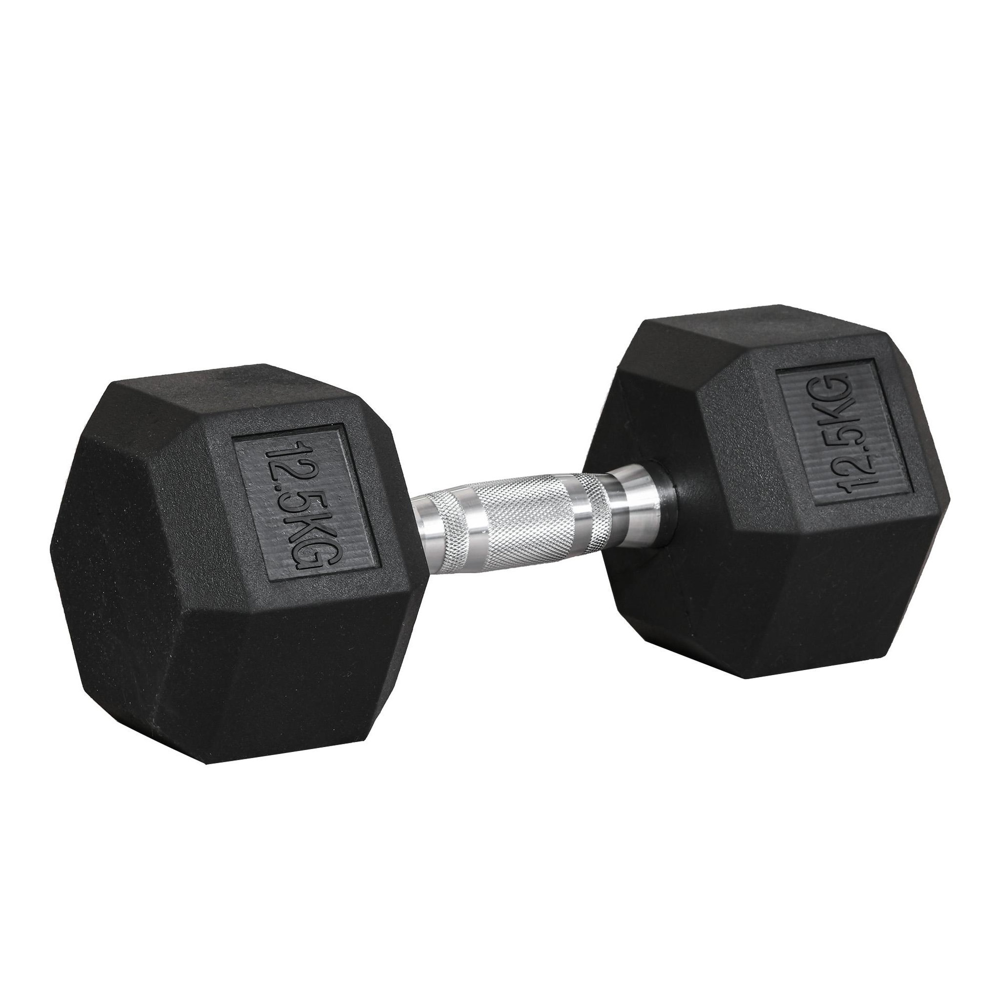 HOMCOM Haltère hexagonal 12,5 kg - hexagon dumbbell musculation fitness - fonte caoutchouté